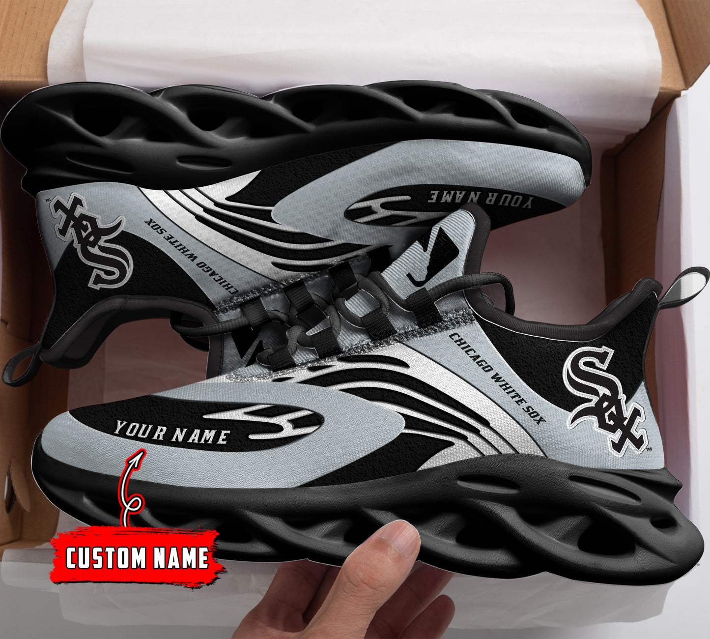 Ideafootwear Chicago White Sox MLB Max Soul Shoes Sneakers For Men And Women