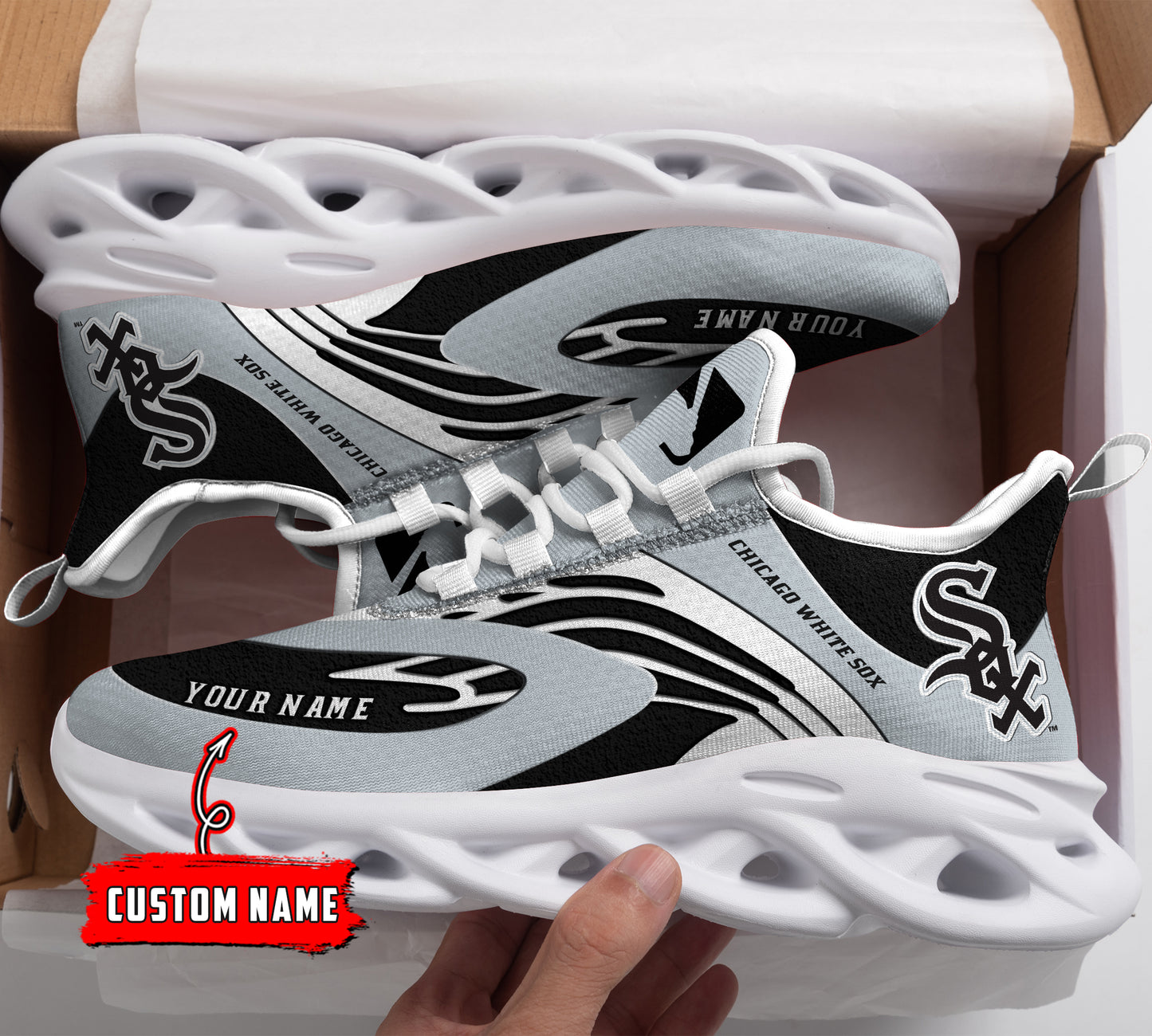 Ideafootwear Chicago White Sox MLB Max Soul Shoes Sneakers For Men And Women