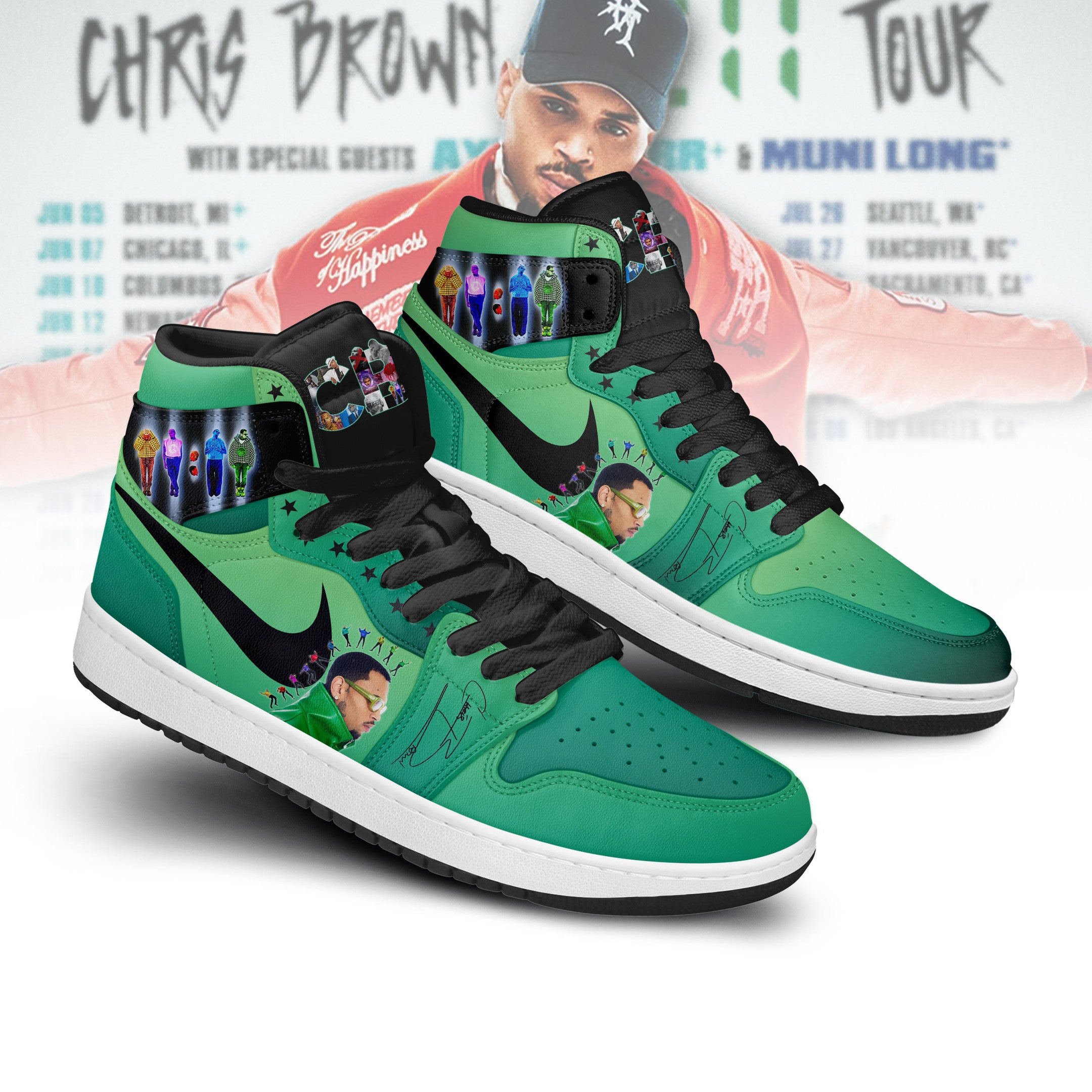 Ideafootwear Chris Brown AJ1 High Sneakers Shoes For Men And Women