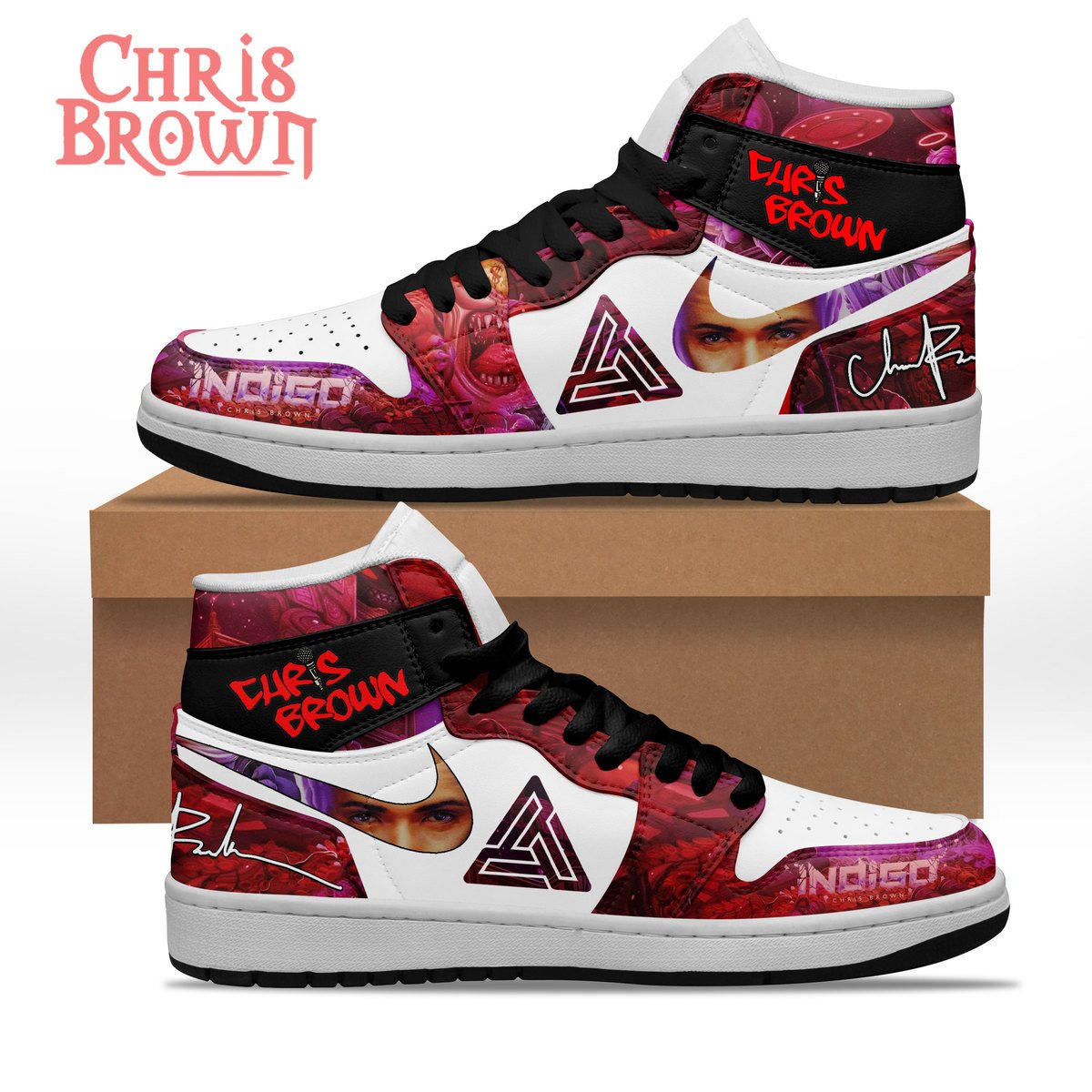 Ideafootwear Chris Brown AJ1 High Sneakers Shoes For Men And Women