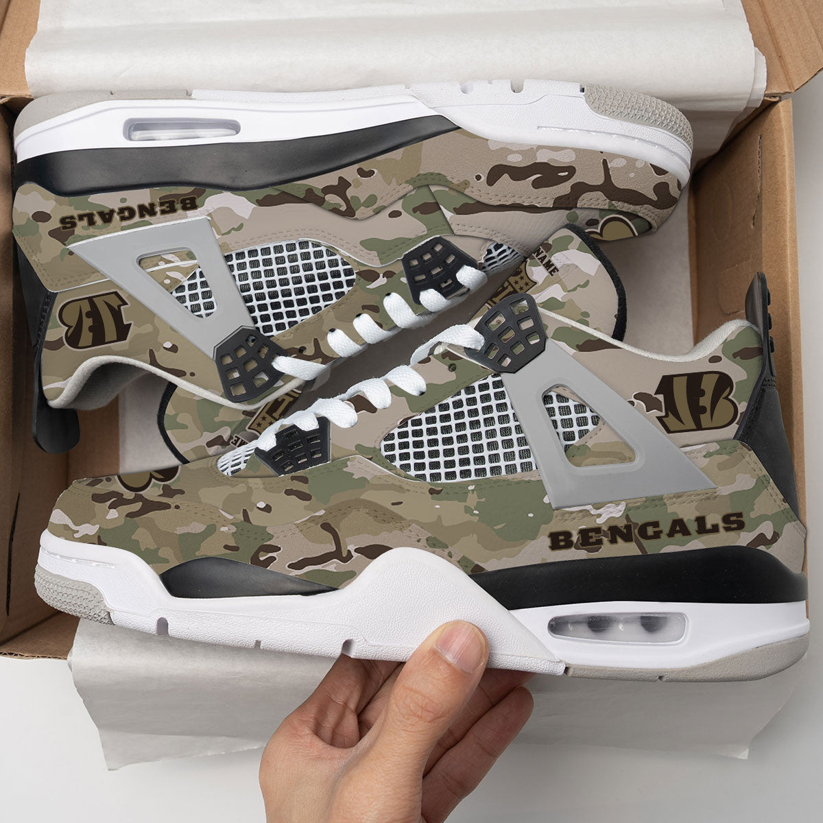 Ideafootwear Cincinnati Bengals AJ4 Sneakers Shoes For Men And Women