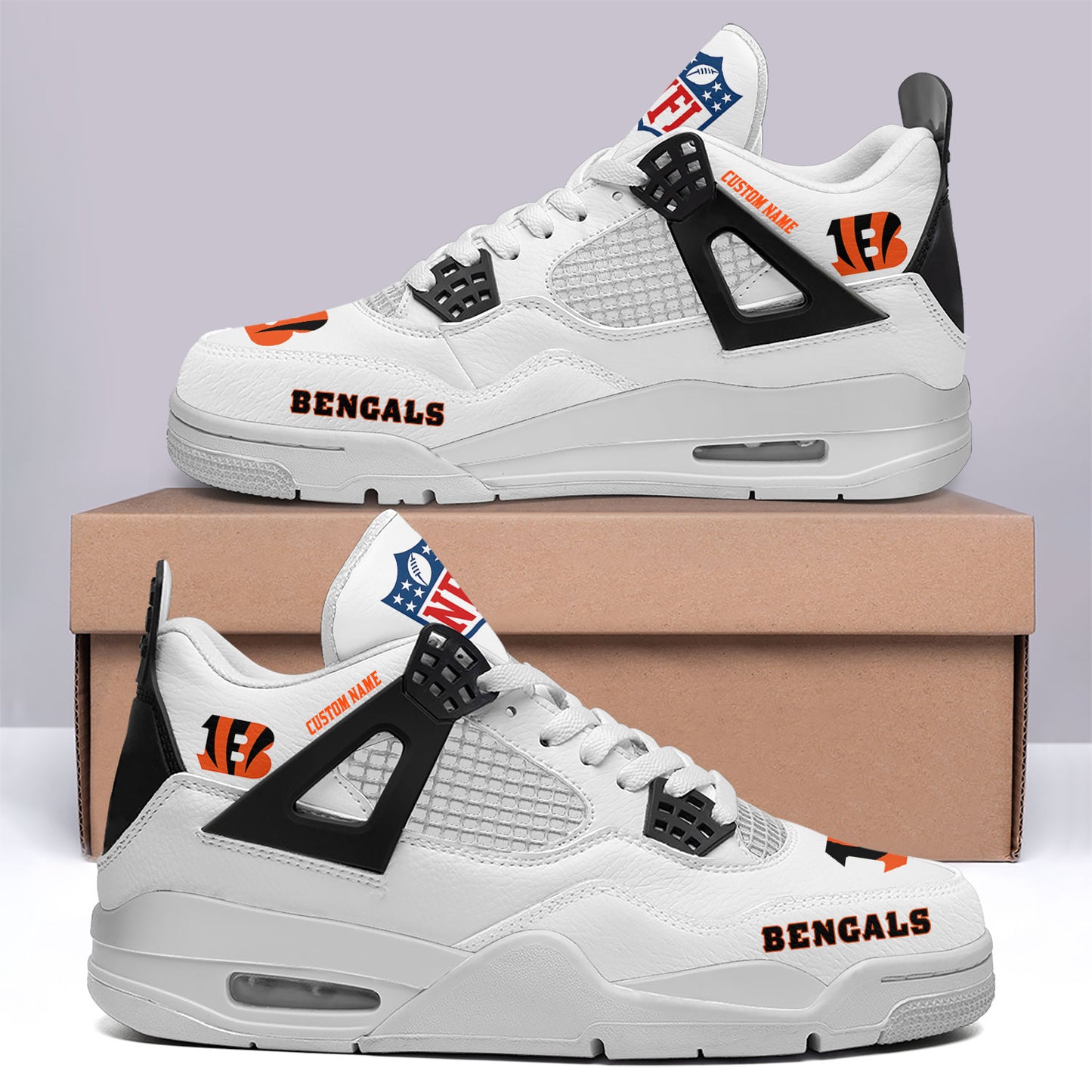 Ideafootwear Cincinnati Bengals AJ4 Sneakers Shoes For Men And Women
