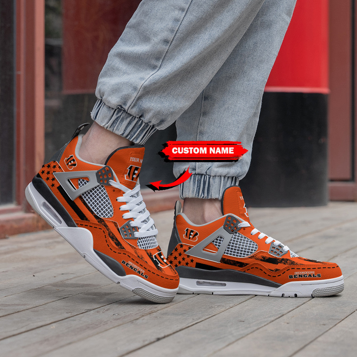 Ideafootwear Cincinnati Bengals AJ4 Sneakers Shoes For Men And Women