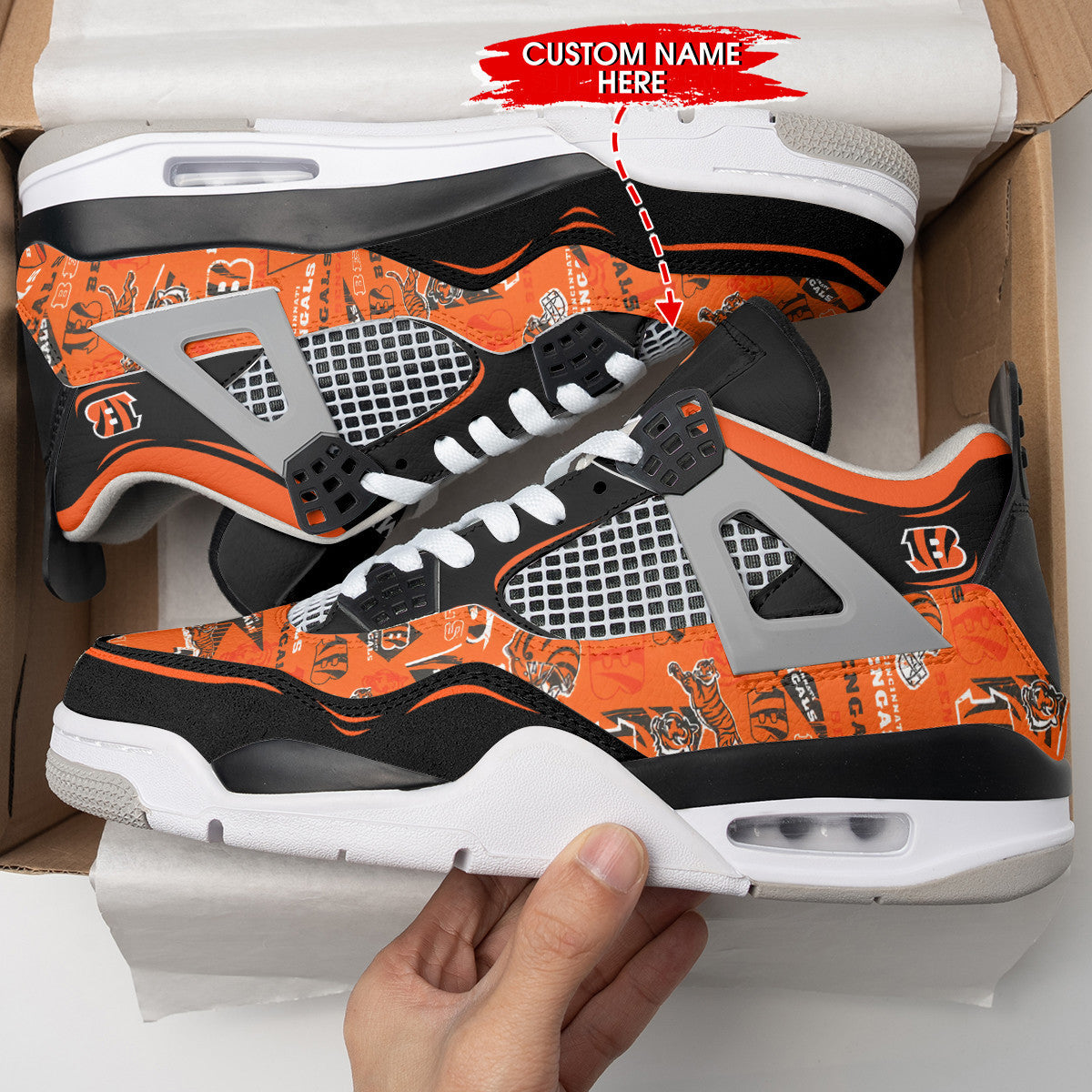 Ideafootwear Cincinnati Bengals AJ4 Sneakers Shoes For Men And Women