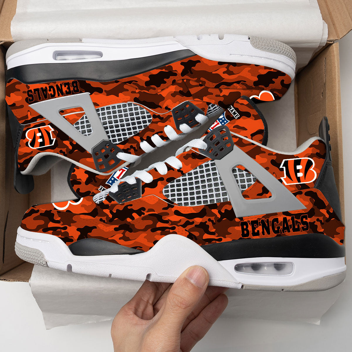 Ideafootwear Cincinnati Bengals AJ4 Sneakers Shoes For Men And Women