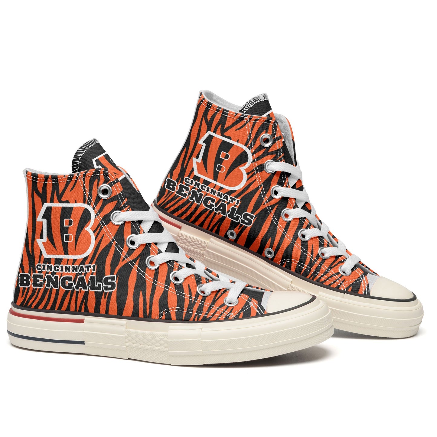 Ideafootwear Cincinnati Bengals High Top Canvas Sneakers Shoes For Men And Women