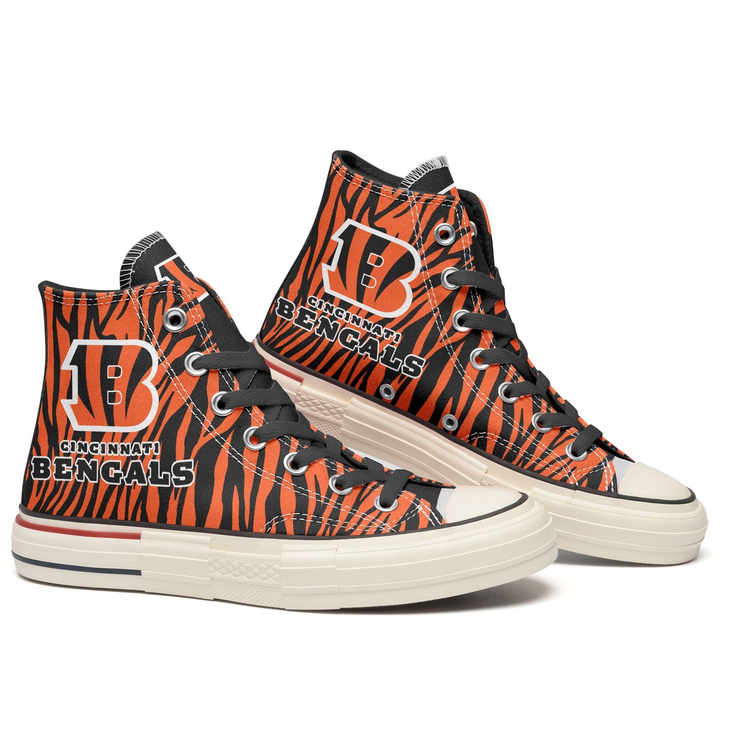 Ideafootwear Cincinnati Bengals High Top Canvas Sneakers Shoes For Men And Women
