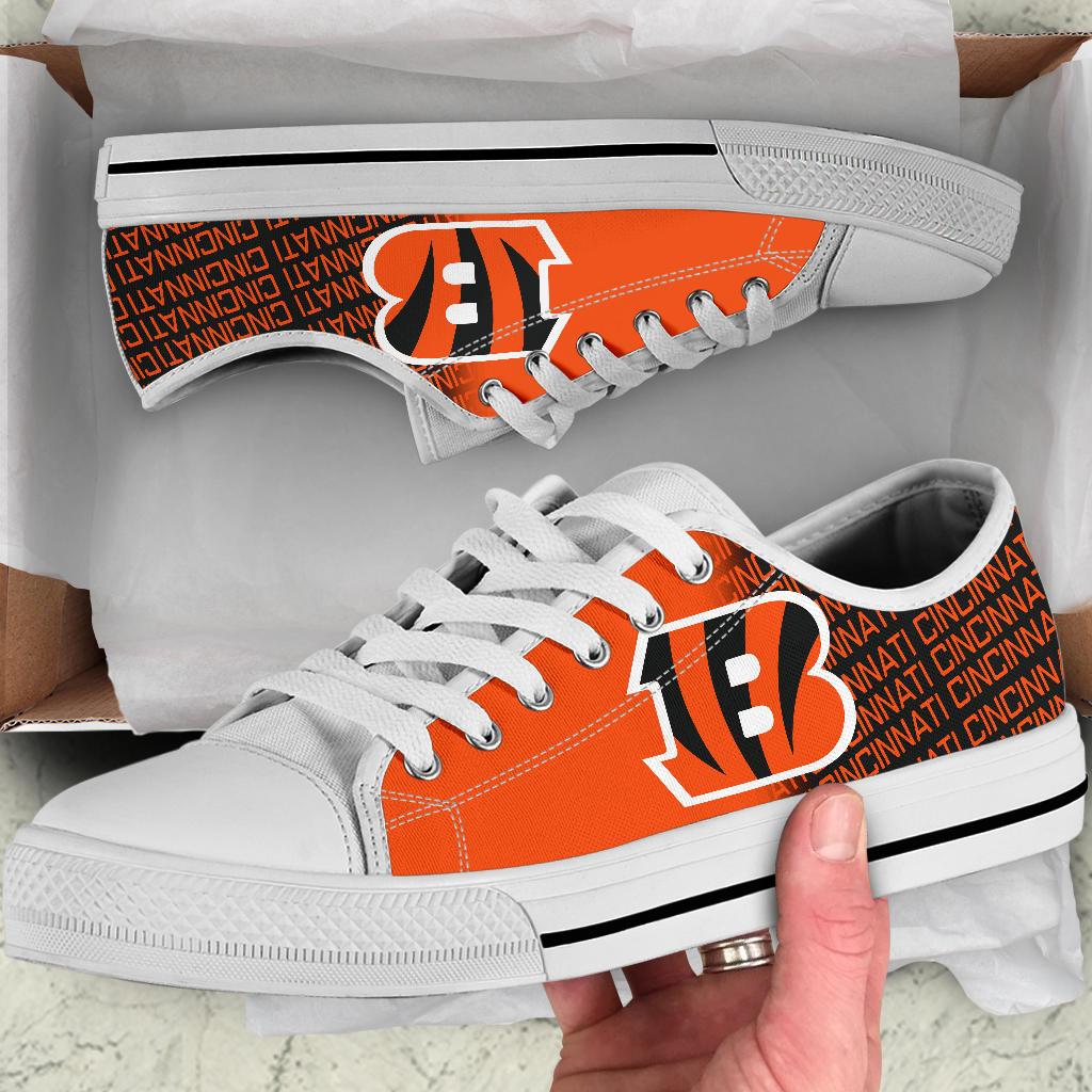 Ideafootwear Cincinnati Bengals Low Top Canvas Sneakers Shoes For Men And Women