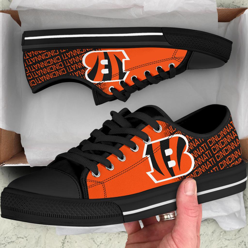 Ideafootwear Cincinnati Bengals Low Top Canvas Sneakers Shoes For Men And Women