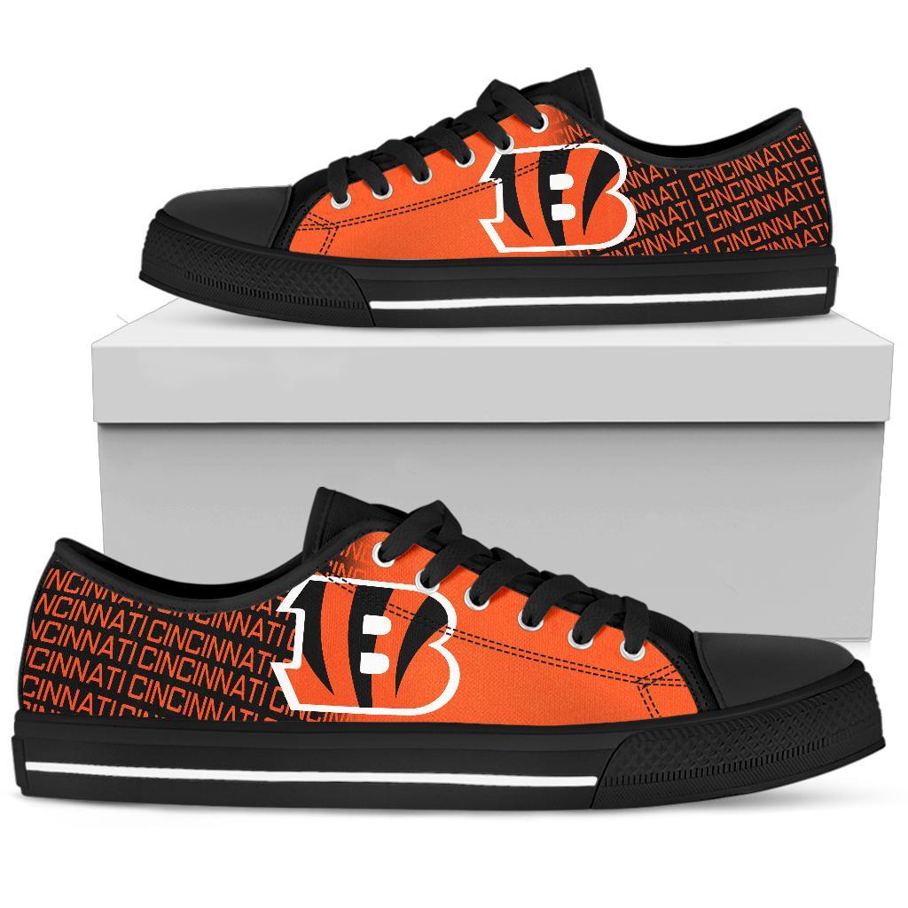 Ideafootwear Cincinnati Bengals Low Top Canvas Sneakers Shoes For Men And Women
