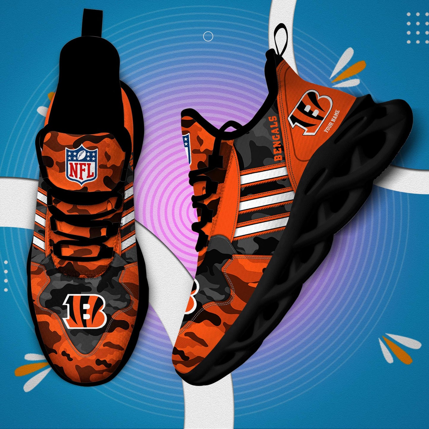 Ideafootwear Cincinnati Bengals Max Soul Shoes Sneakers For Men And Women