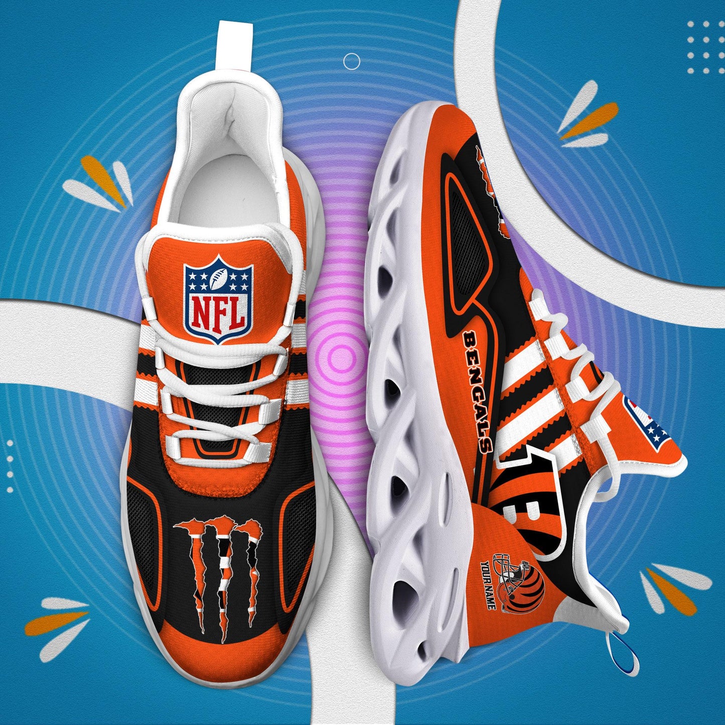 Ideafootwear Cincinnati Bengals Max Soul Shoes Sneakers For Men And Women