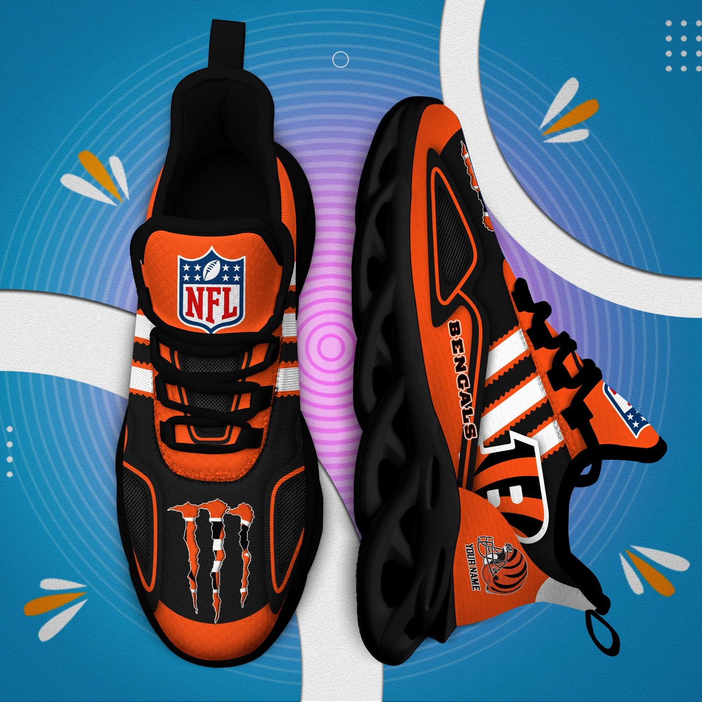 Ideafootwear Cincinnati Bengals Max Soul Shoes Sneakers For Men And Women