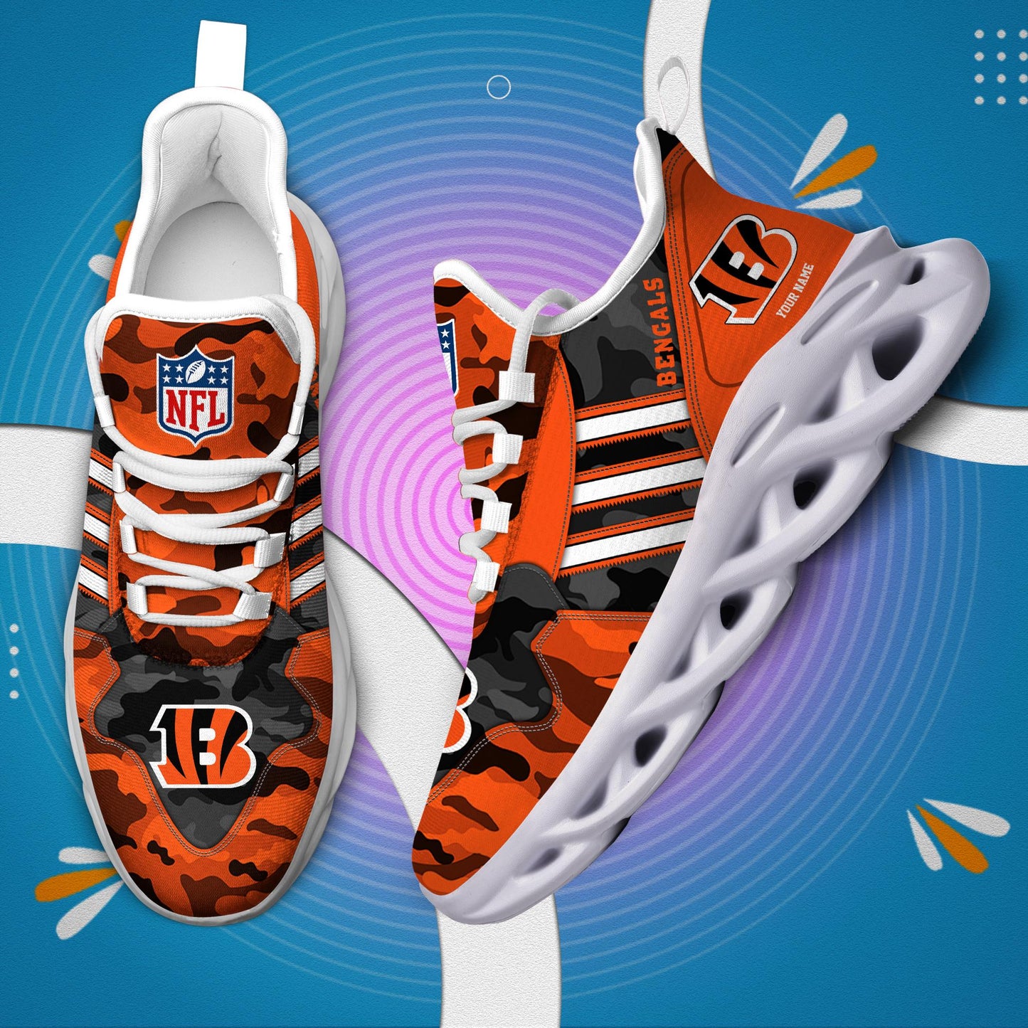 Ideafootwear Cincinnati Bengals Max Soul Shoes Sneakers For Men And Women