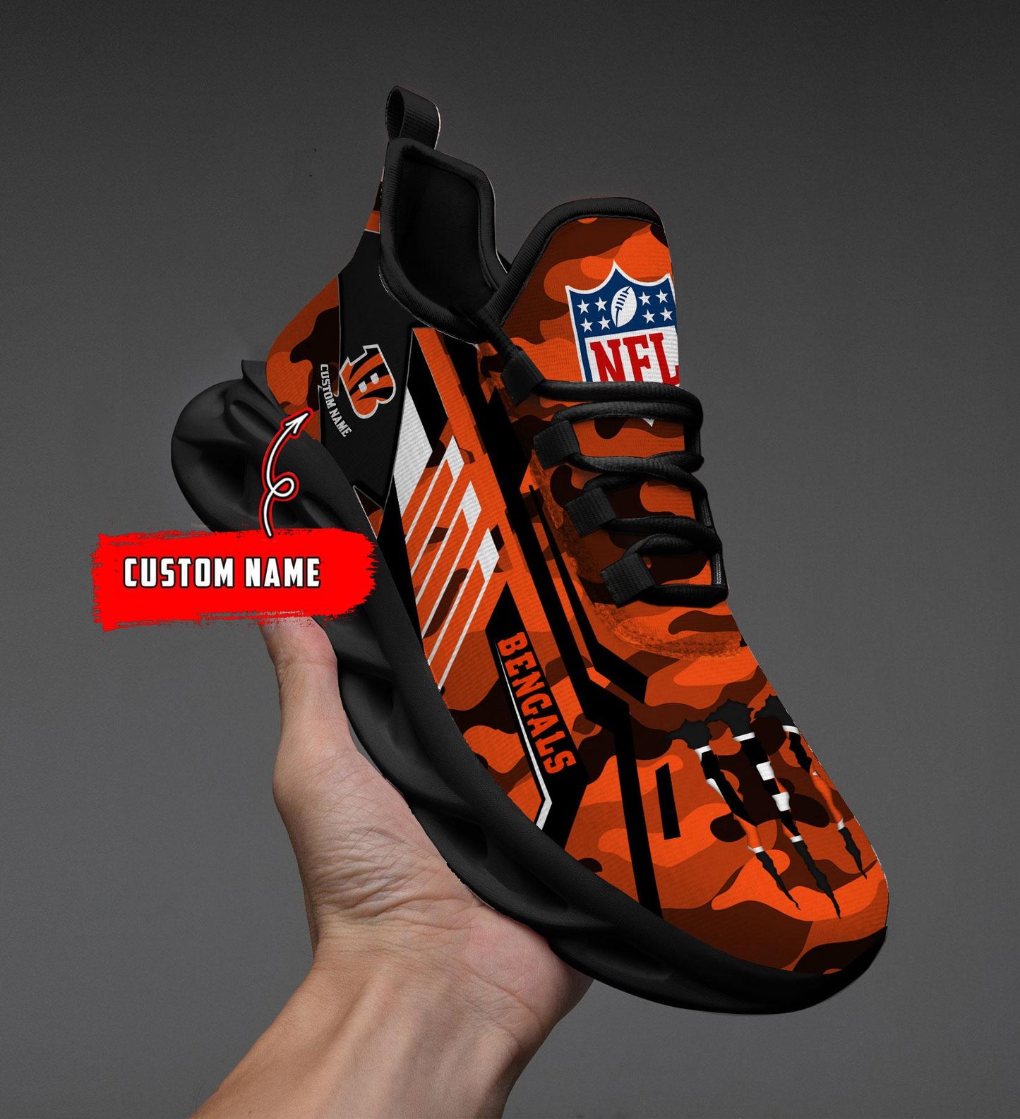 Ideafootwear Cincinnati Bengals Max Soul Shoes Sneakers For Men And Women