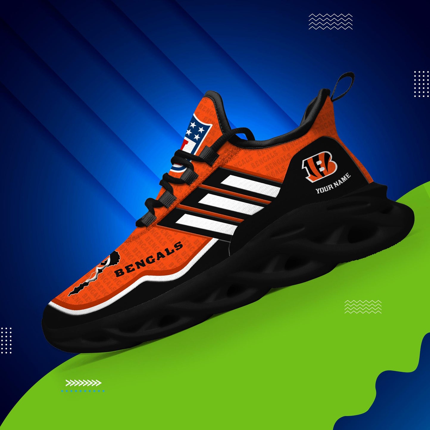 Ideafootwear Cincinnati Bengals Max Soul Shoes Sneakers For Men And Women