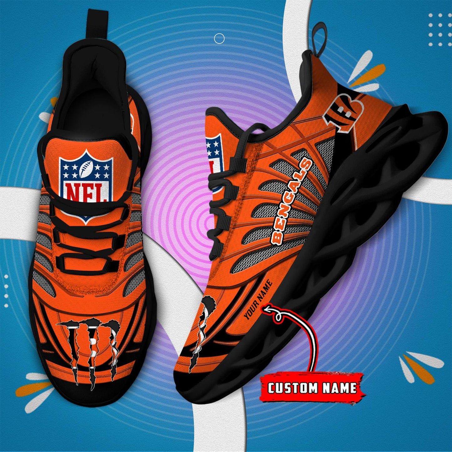 Ideafootwear Cincinnati Bengals Max Soul Shoes Sneakers For Men And Women