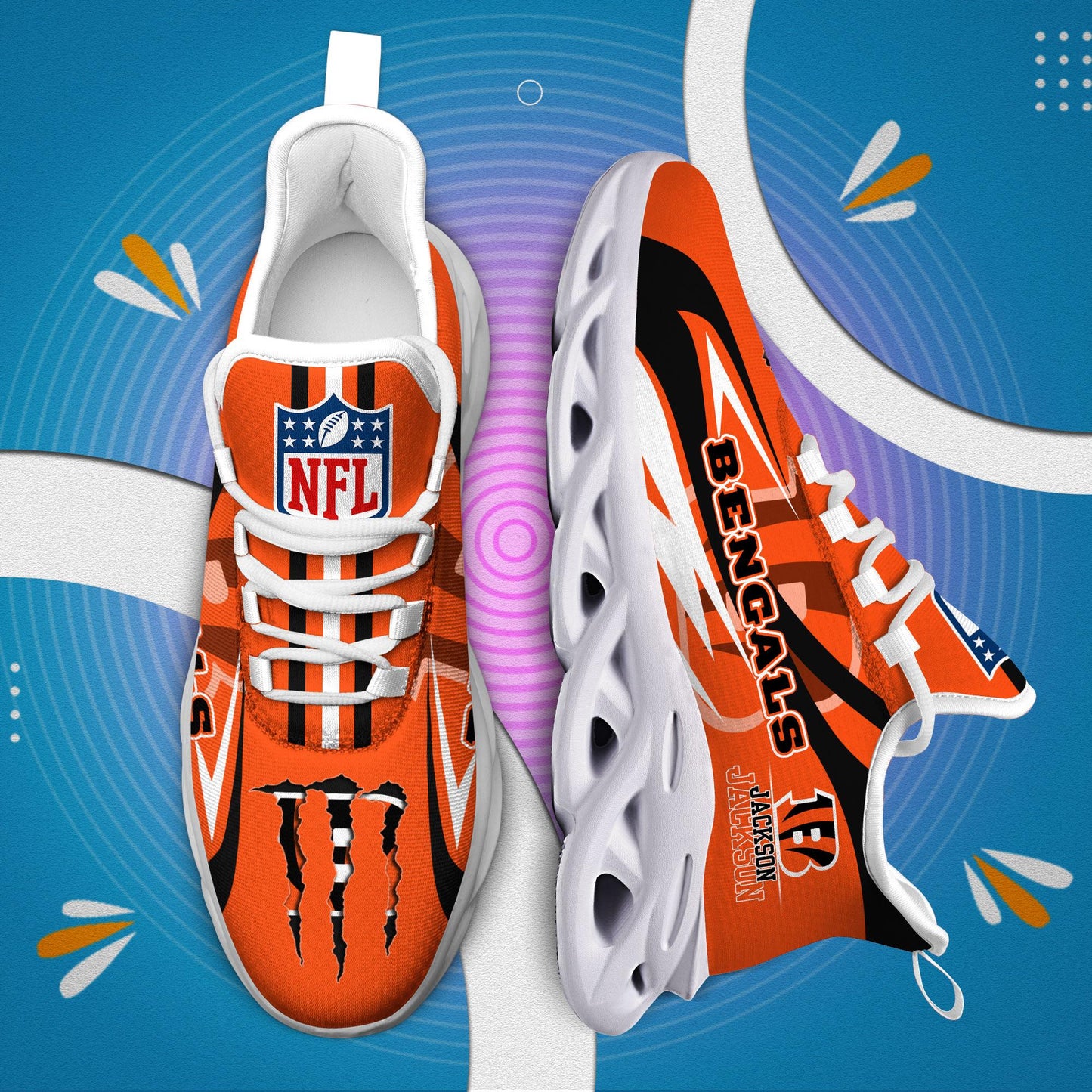 Ideafootwear Cincinnati Bengals Max Soul Shoes Sneakers For Men And Women