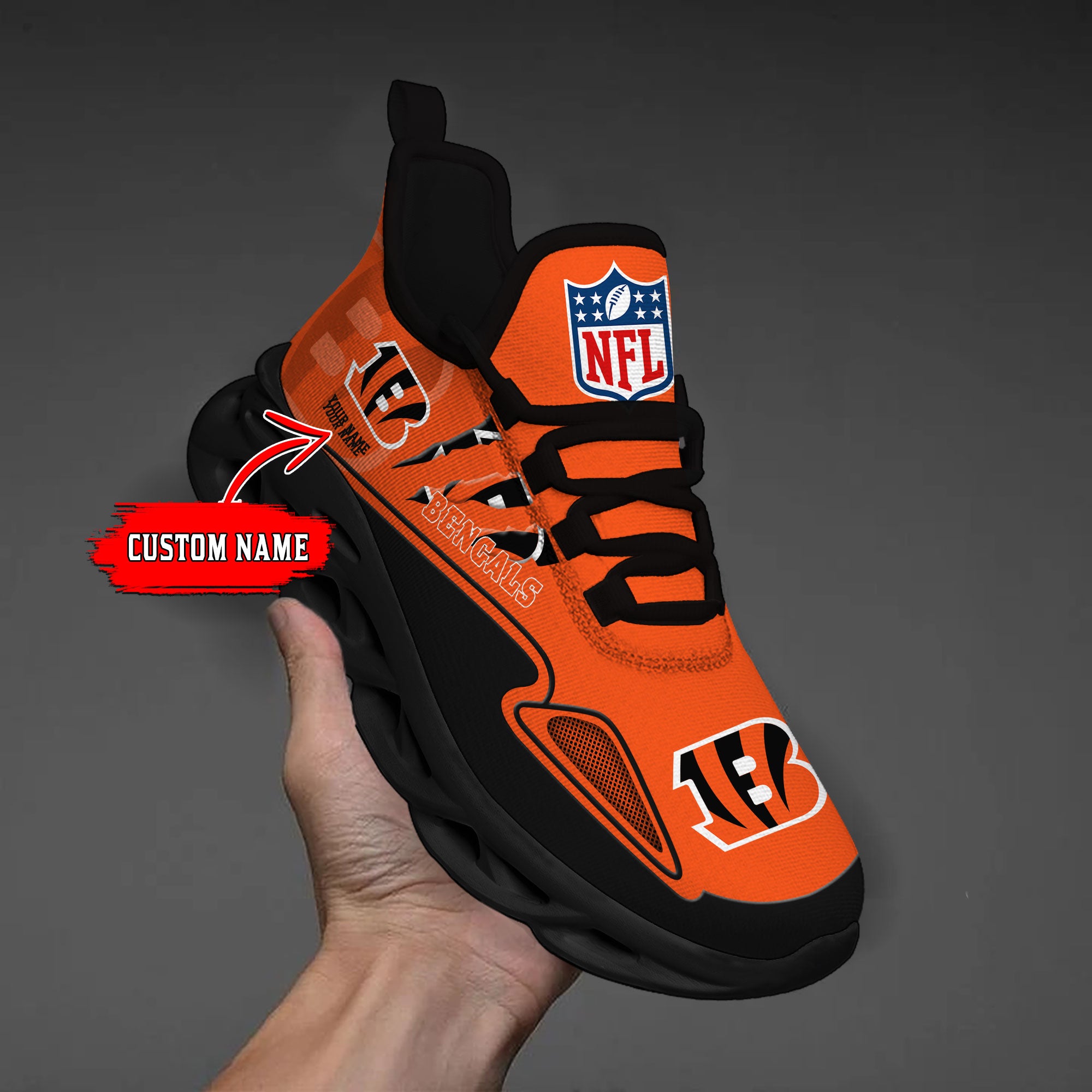Ideafootwear Cincinnati Bengals Max Soul Shoes Sneakers For Men And Women