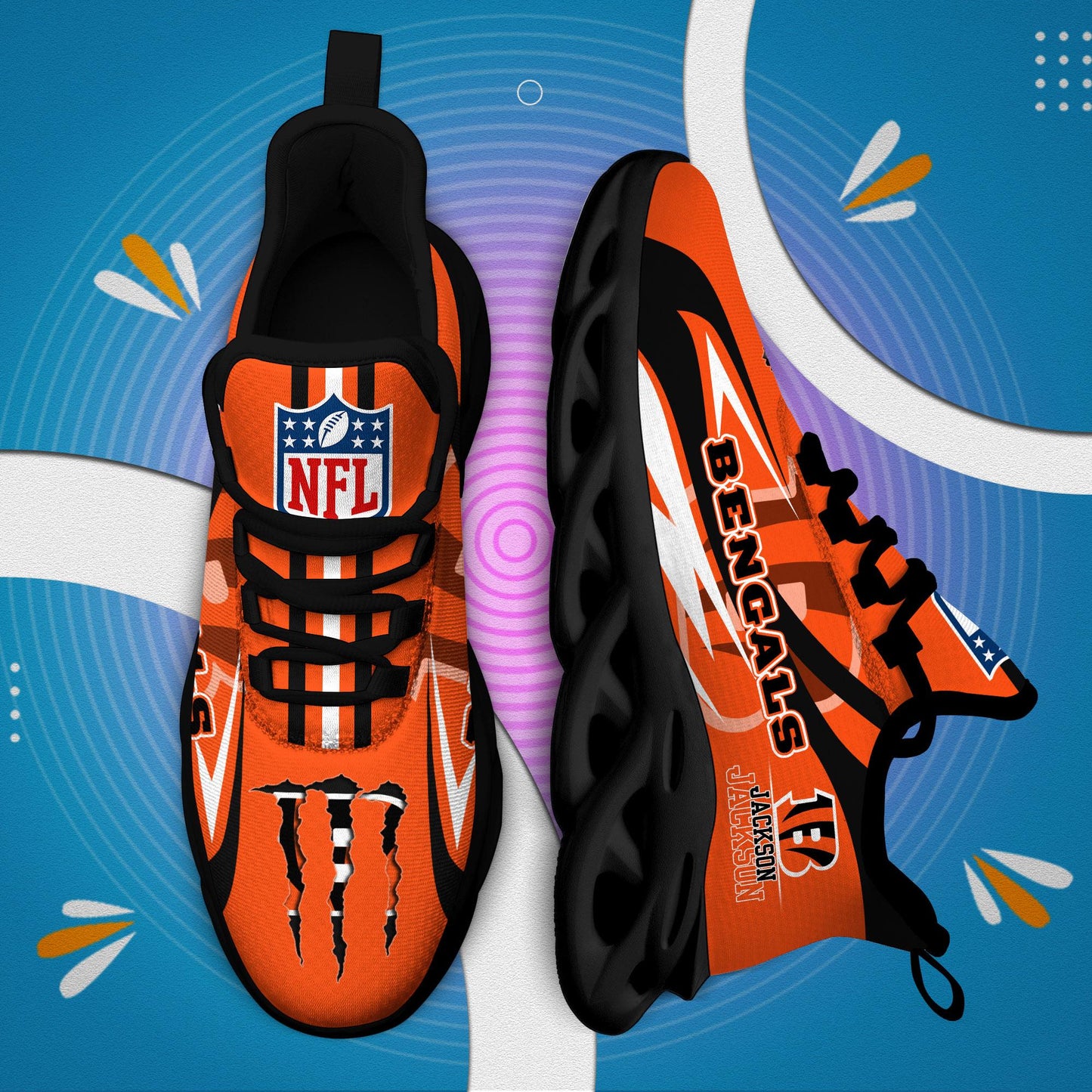 Ideafootwear Cincinnati Bengals Max Soul Shoes Sneakers For Men And Women