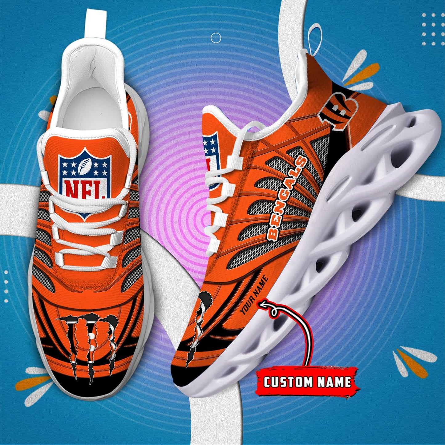 Ideafootwear Cincinnati Bengals Max Soul Shoes Sneakers For Men And Women