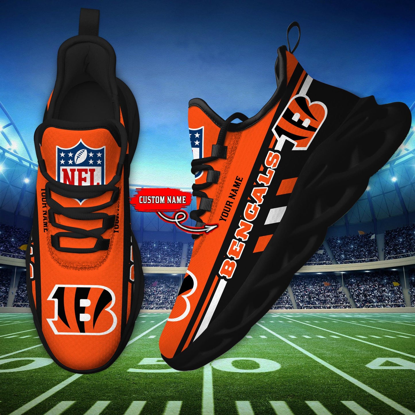Ideafootwear Cincinnati Bengals Max Soul Shoes Sneakers For Men And Women