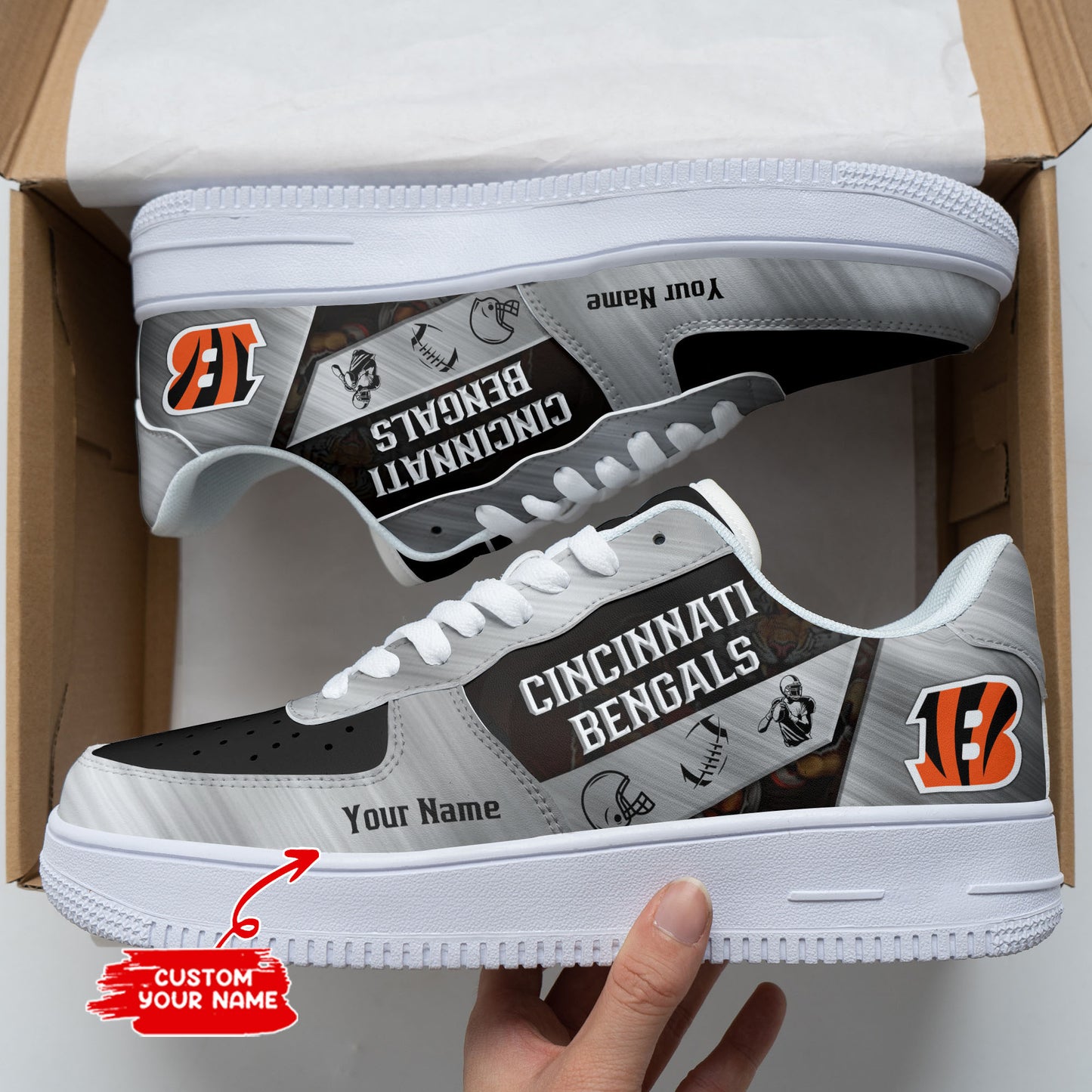 Ideafootwear Cincinnati Bengals NFL Air Low-Top Sneakers Shoes For Men And Women