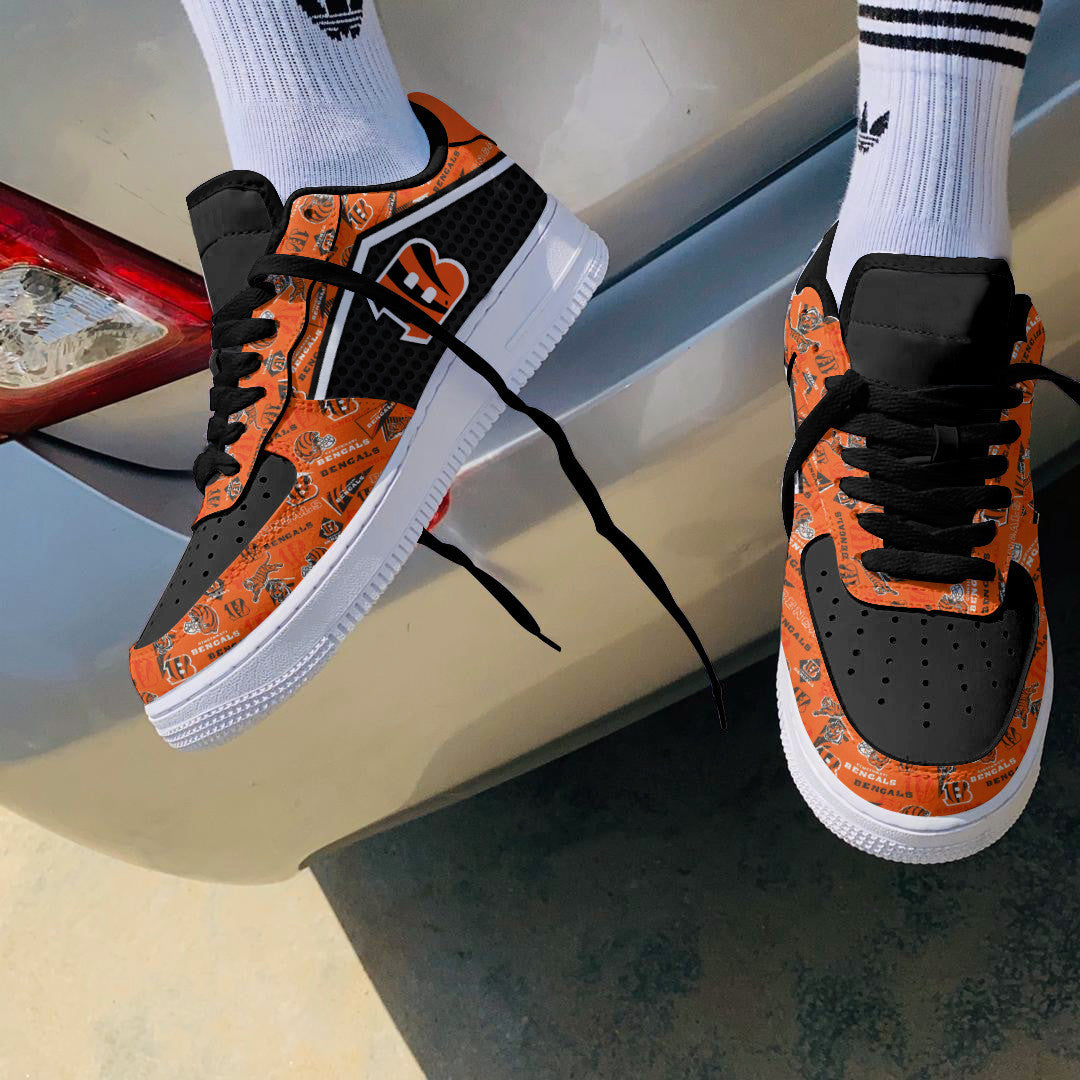 Ideafootwear Cincinnati Bengals NFL Air Low-Top Sneakers Shoes For Men And Women
