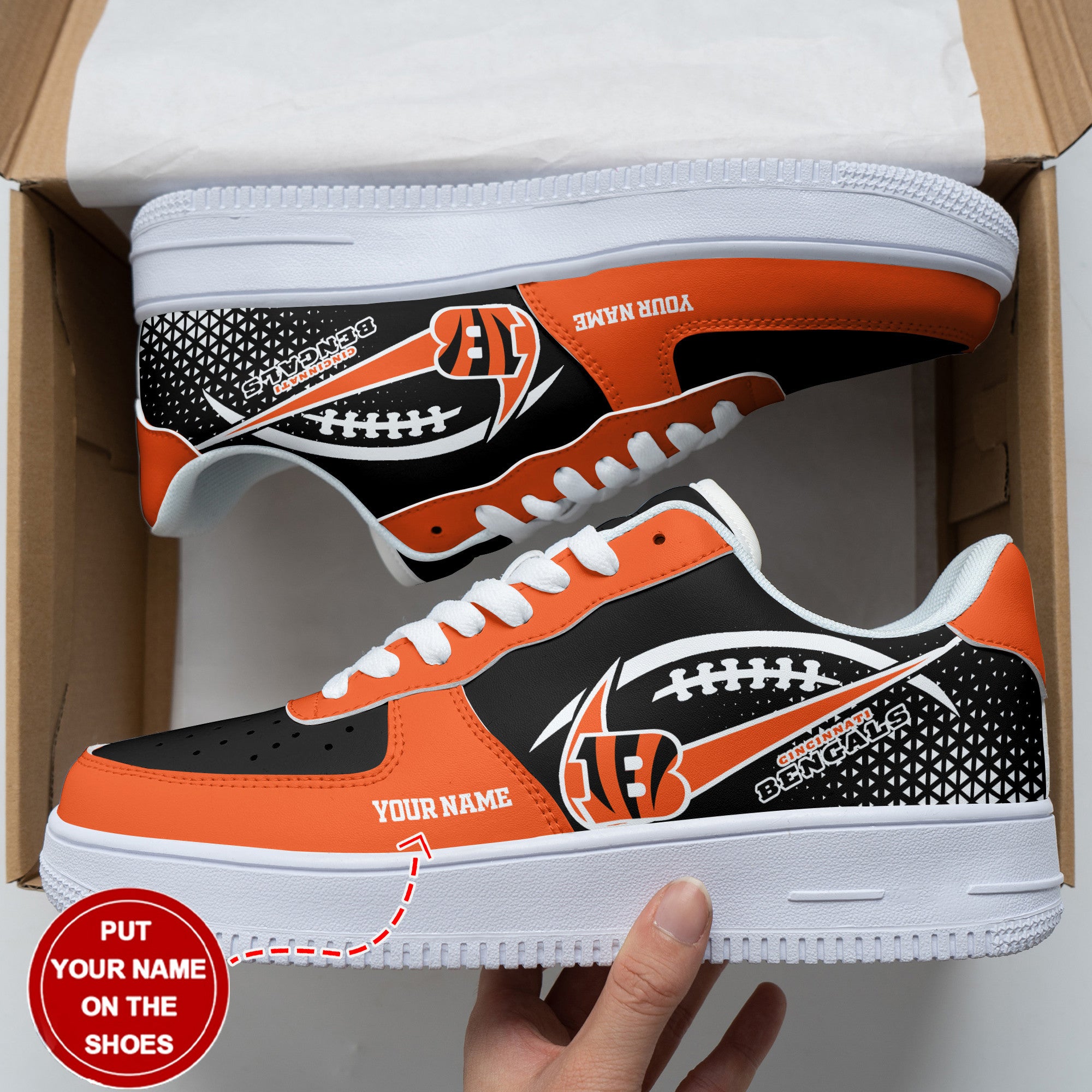 Ideafootwear Cincinnati Bengals NFL Air Low-Top Sneakers Shoes For Men And Women