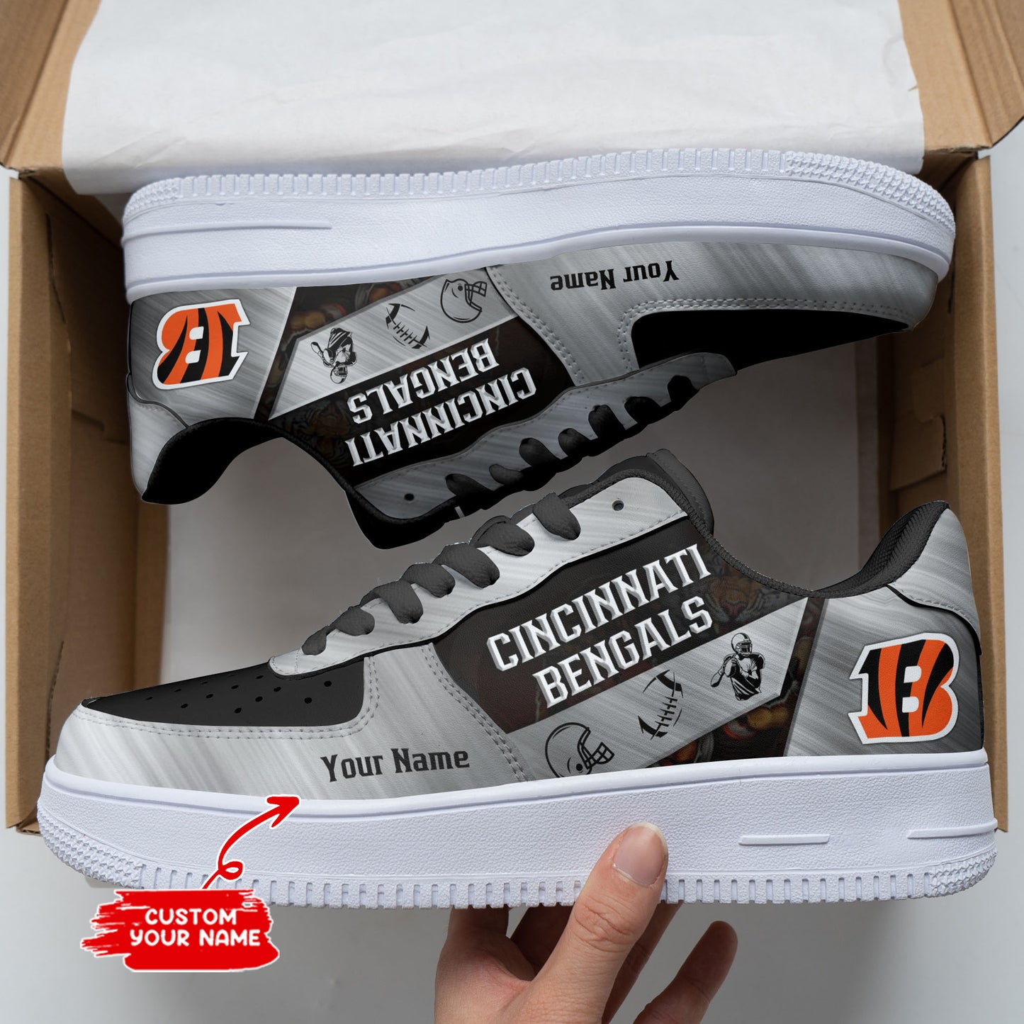 Ideafootwear Cincinnati Bengals NFL Air Low-Top Sneakers Shoes For Men And Women
