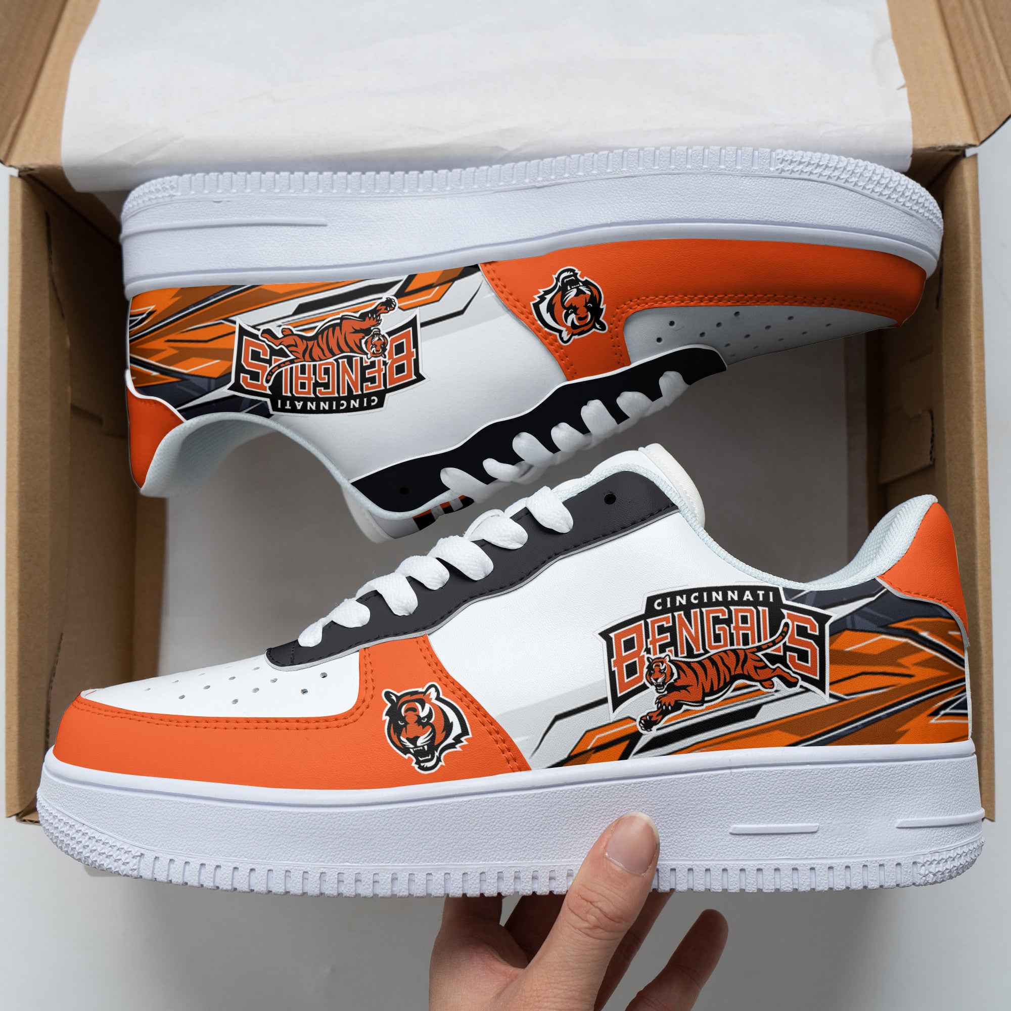 Ideafootwear Cincinnati Bengals NFL Air Low-Top Sneakers Shoes For Men And Women