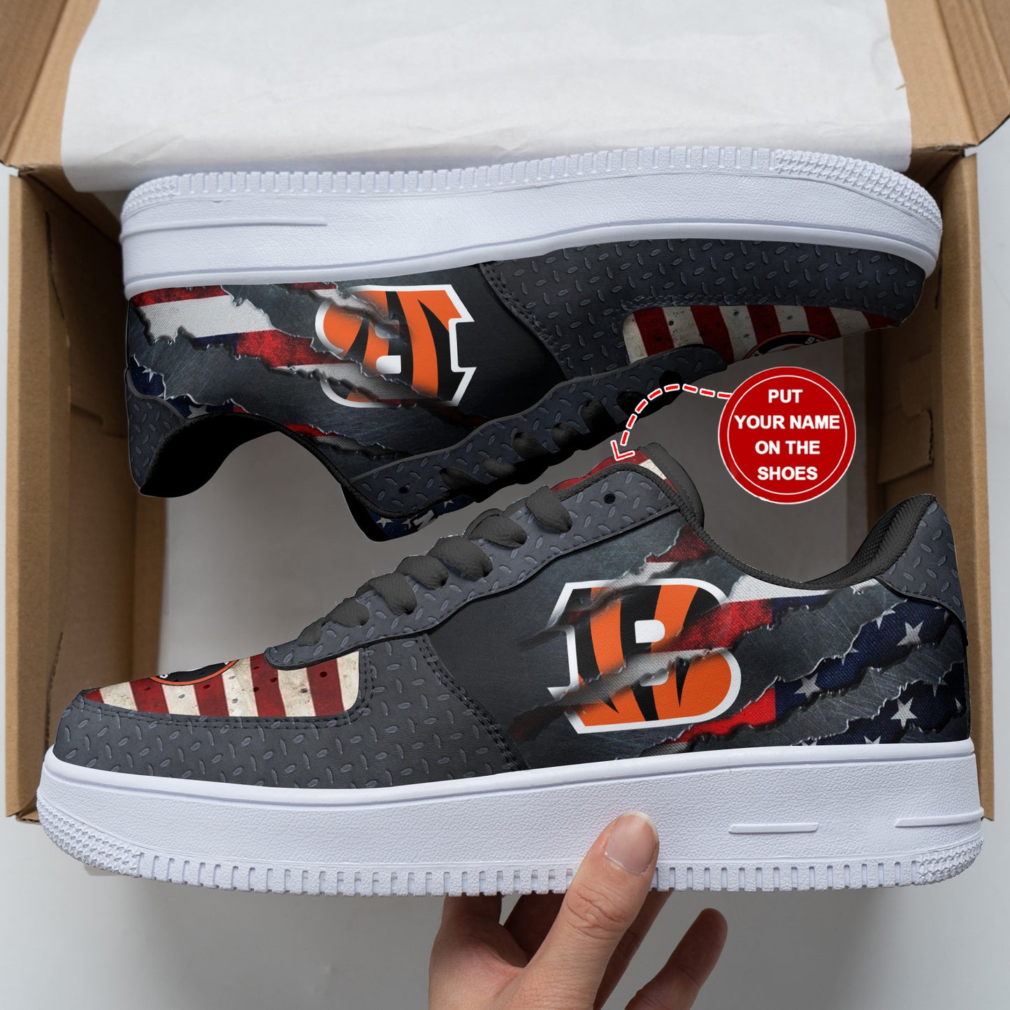 Ideafootwear Cincinnati Bengals NFL Air Low-Top Sneakers Shoes For Men And Women
