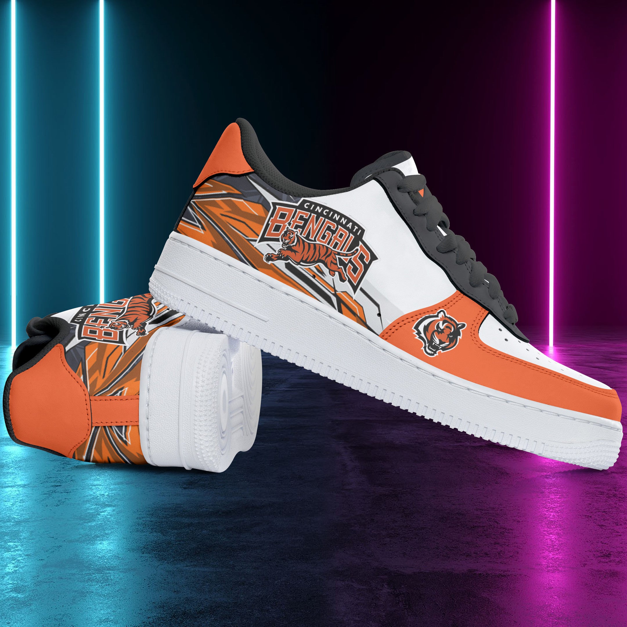Ideafootwear Cincinnati Bengals NFL Air Low-Top Sneakers Shoes For Men And Women