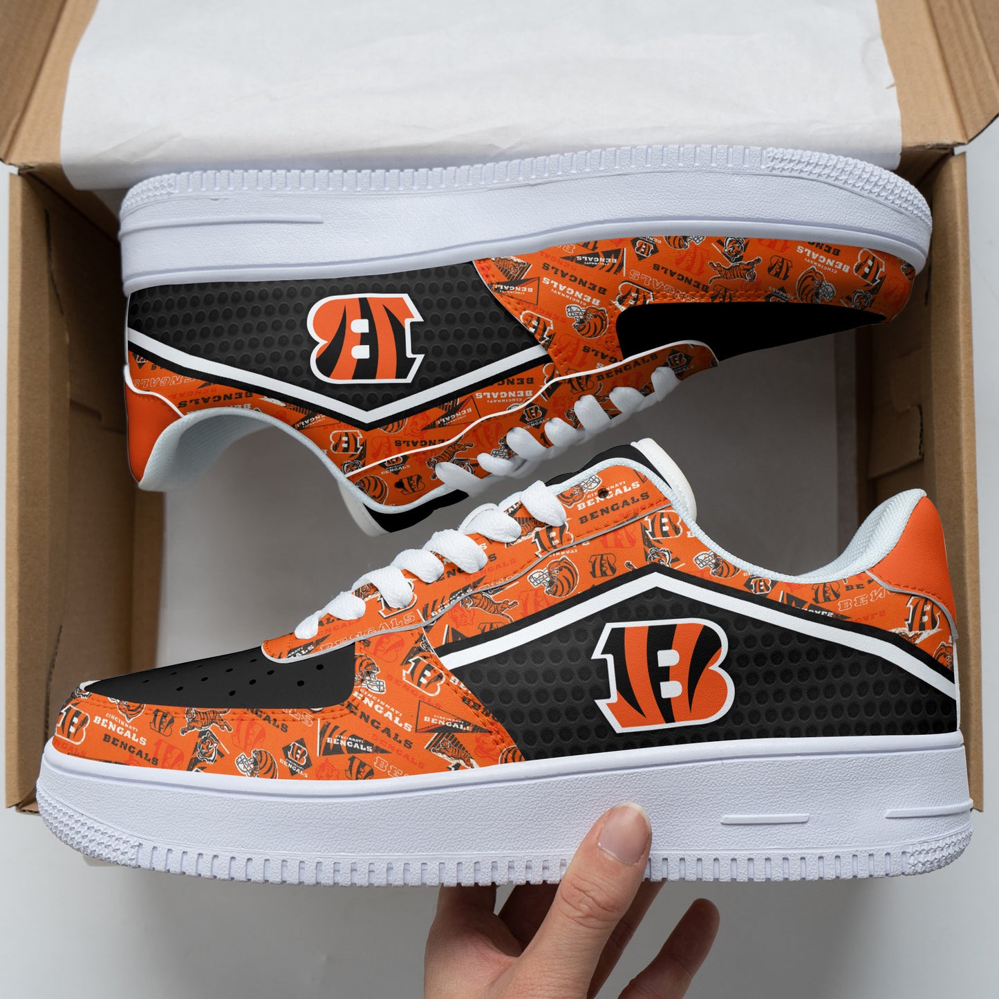 Ideafootwear Cincinnati Bengals NFL Air Low-Top Sneakers Shoes For Men And Women