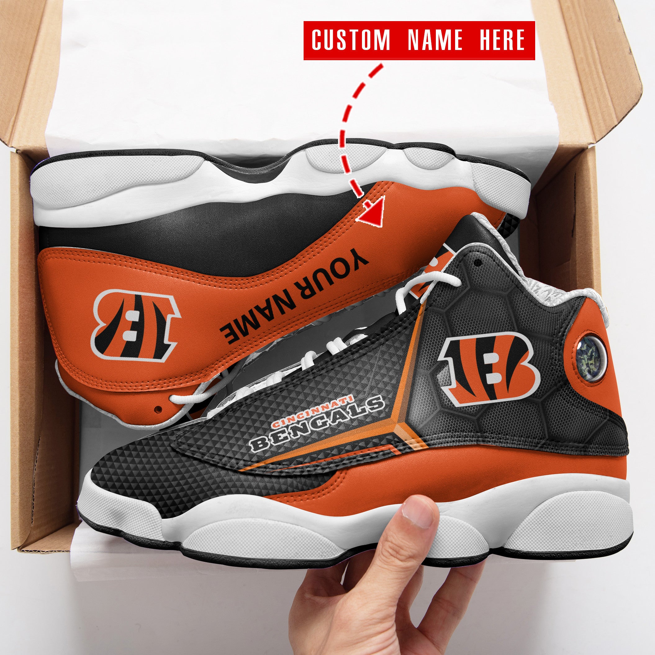 Ideafootwear Cincinnati Bengals NFL AJ13 Sneakers Shoes For Men And Women