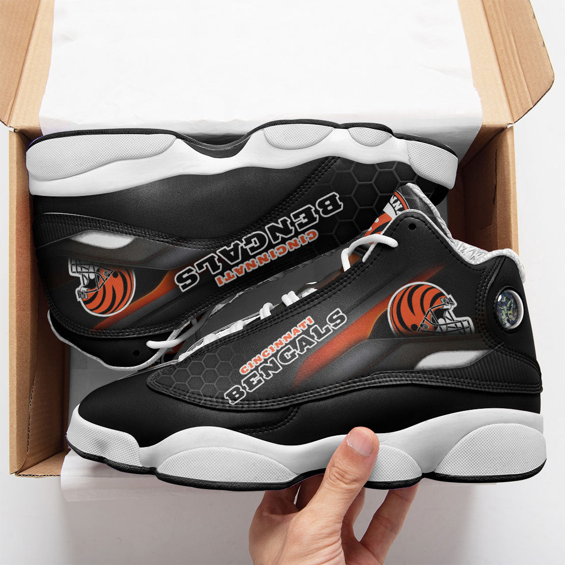 Ideafootwear Cincinnati Bengals NFL AJ13 Sneakers Shoes For Men And Women