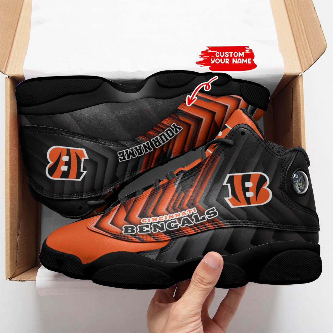 Ideafootwear Cincinnati Bengals NFL AJ13 Sneakers Shoes For Men And Women