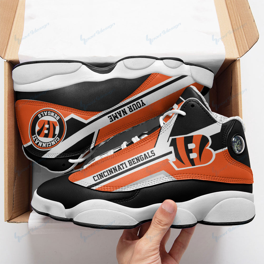 Ideafootwear Cincinnati Bengals NFL AJ13 Sneakers Shoes For Men And Women