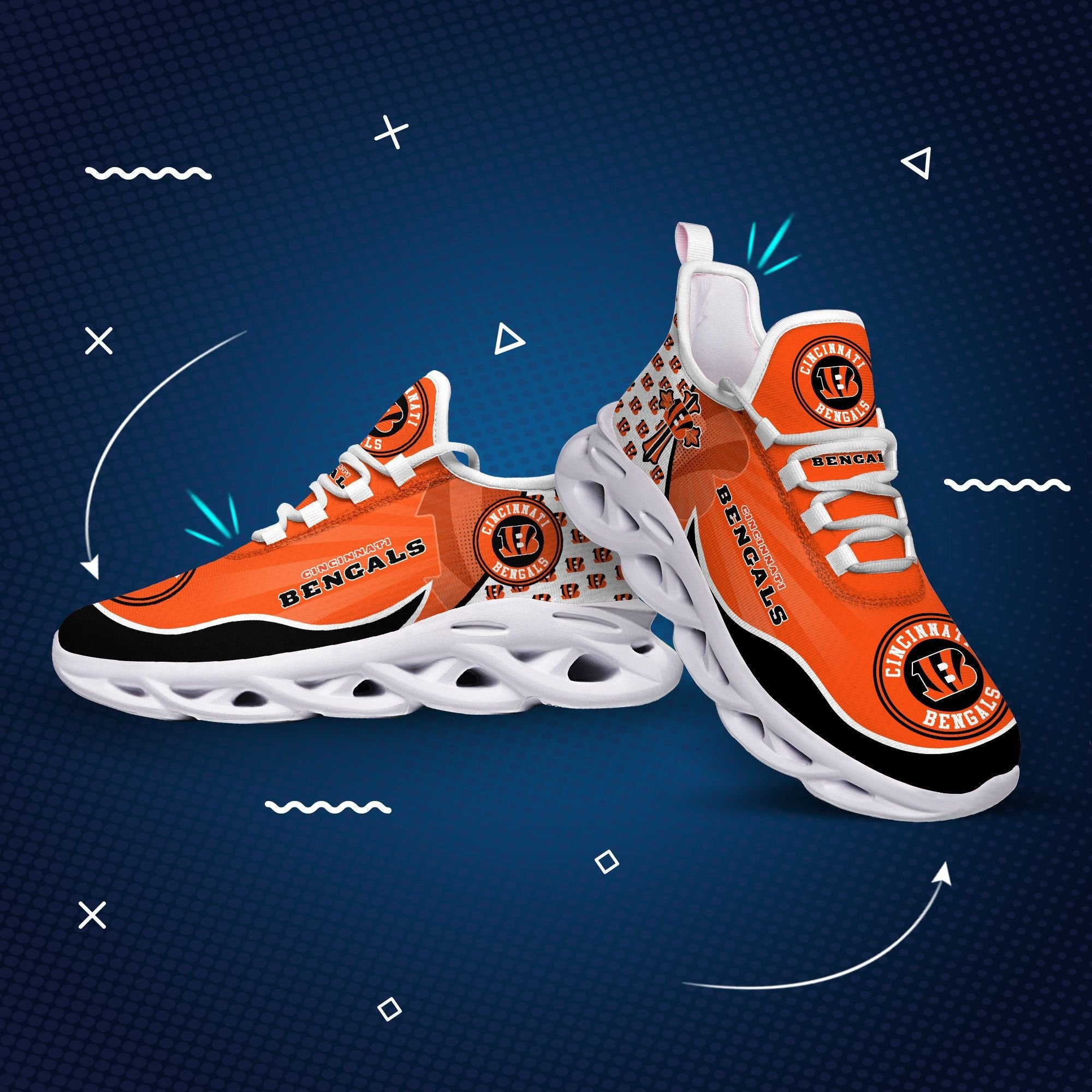 Ideafootwear Cincinnati Bengals NFL Max Soul Shoes Sneakers For Men And Women