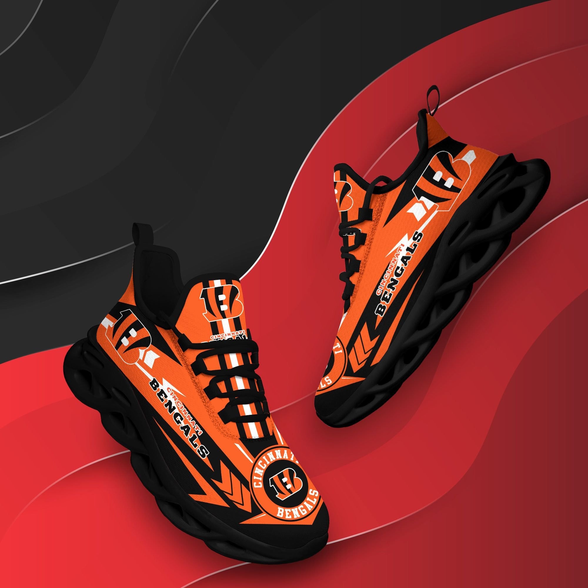 Ideafootwear Cincinnati Bengals NFL Max Soul Shoes Sneakers For Men And Women