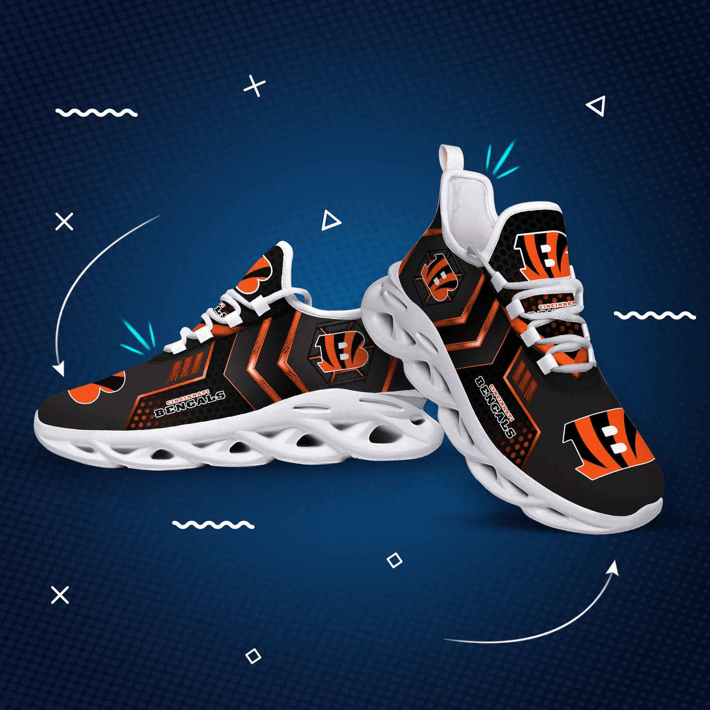 Ideafootwear Cincinnati Bengals NFL Max Soul Shoes Sneakers For Men And Women