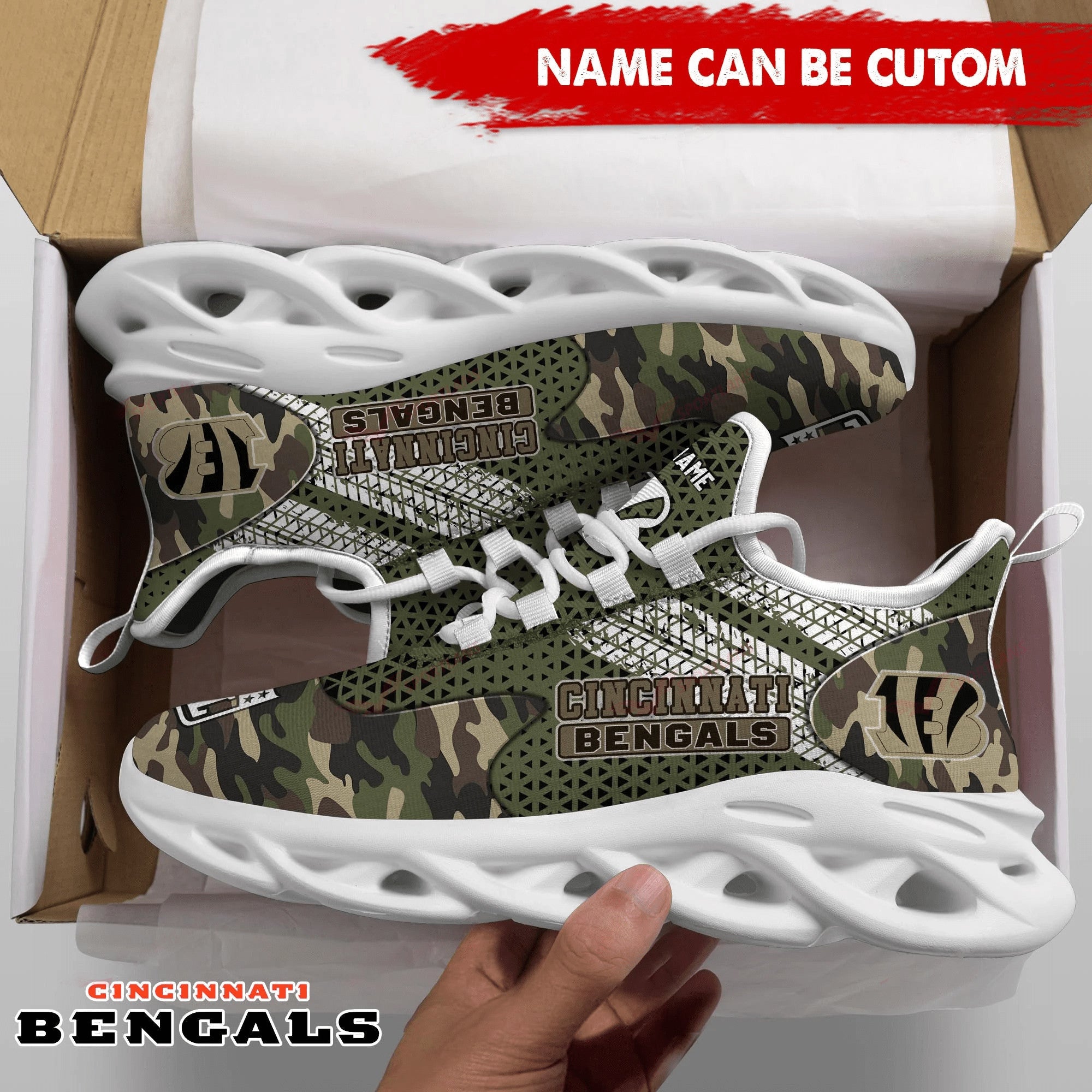 Ideafootwear Cincinnati Bengals NFL Max Soul Shoes Sneakers For Men And Women