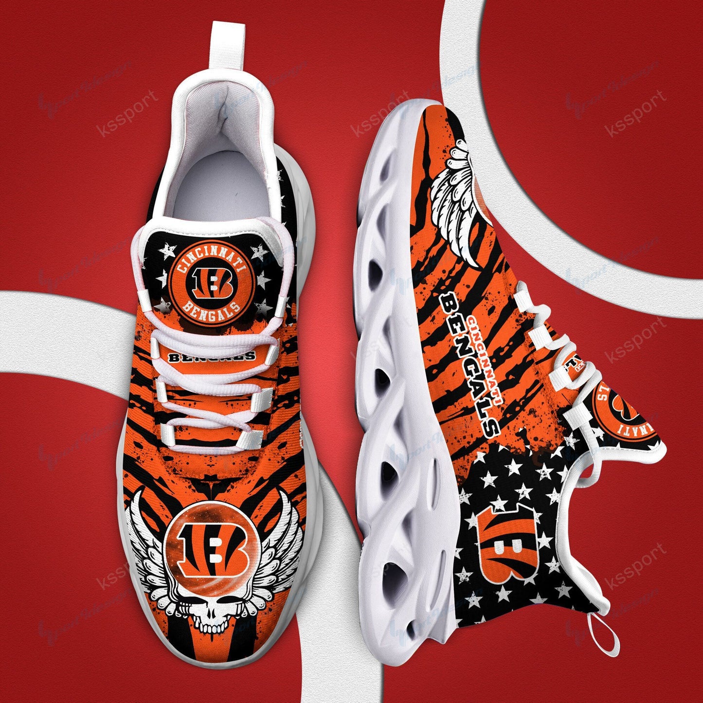Ideafootwear Cincinnati Bengals NFL Max Soul Shoes Sneakers For Men And Women