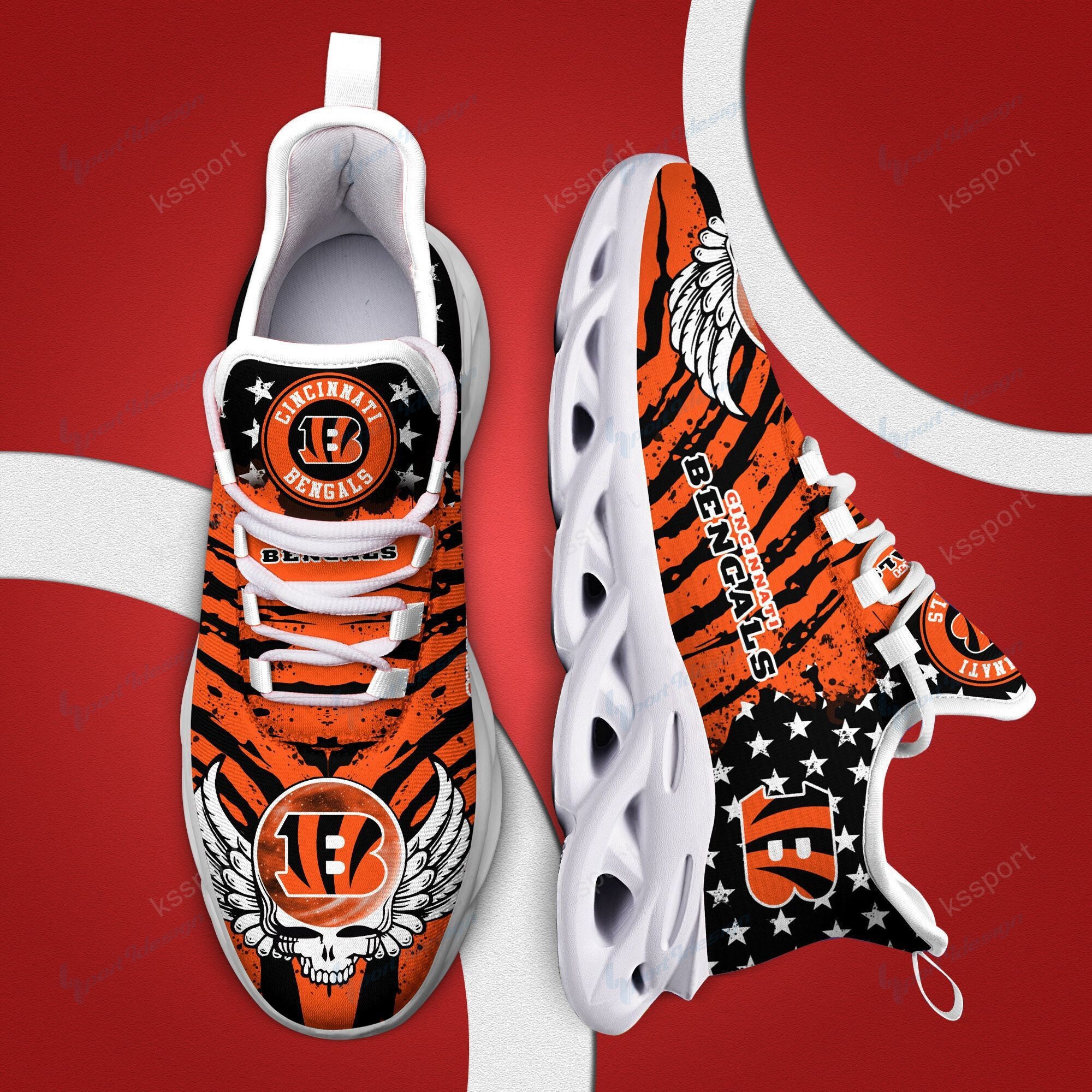 Ideafootwear Cincinnati Bengals NFL Max Soul Shoes Sneakers For Men And Women