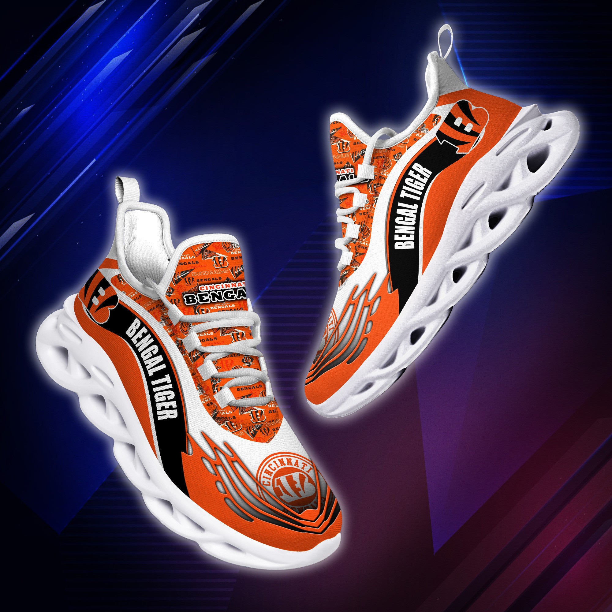 Ideafootwear Cincinnati Bengals NFL Max Soul Shoes Sneakers For Men And Women