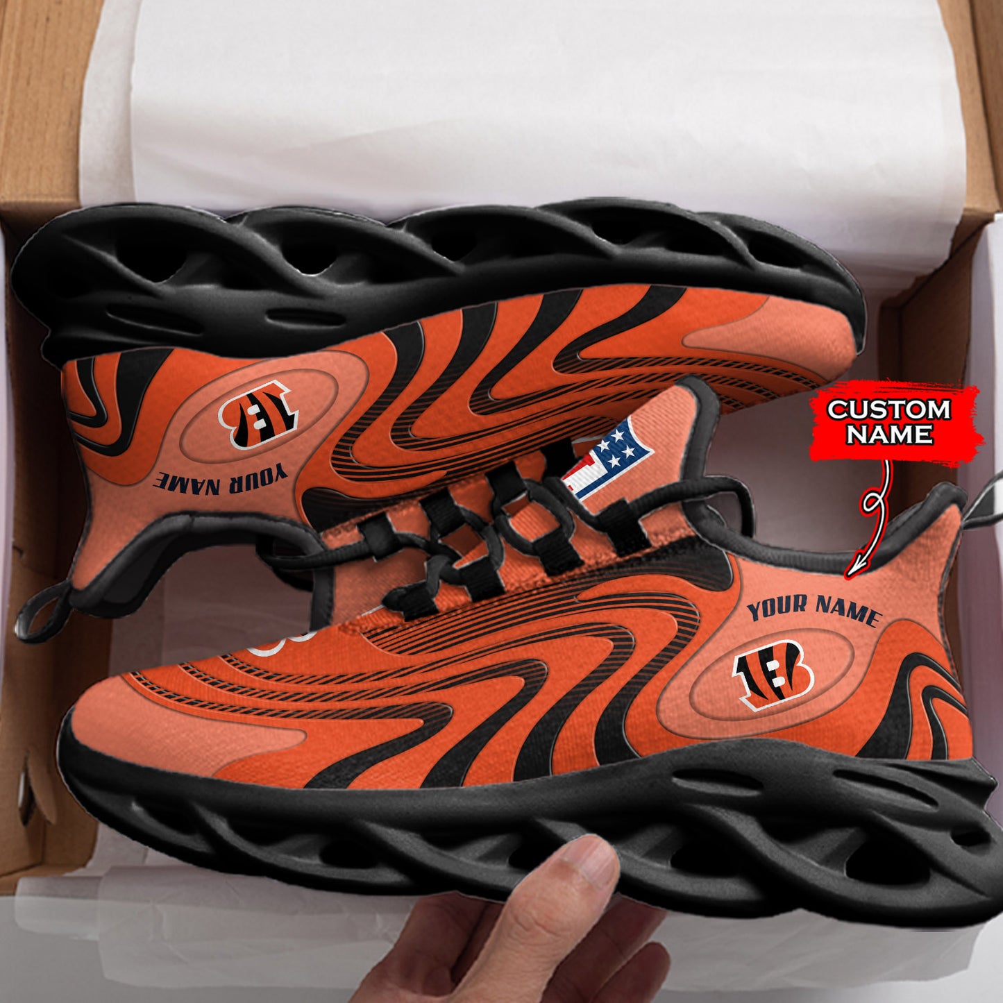 Ideafootwear Cincinnati Bengals NFL Max Soul Shoes Sneakers For Men And Women