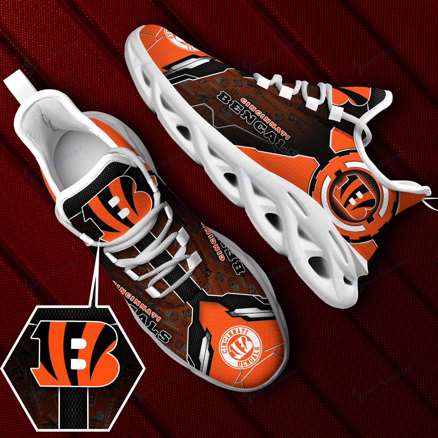 Ideafootwear Cincinnati Bengals NFL Max Soul Shoes Sneakers For Men And Women
