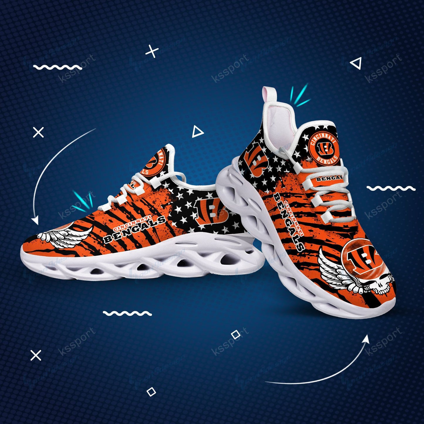Ideafootwear Cincinnati Bengals NFL Max Soul Shoes Sneakers For Men And Women