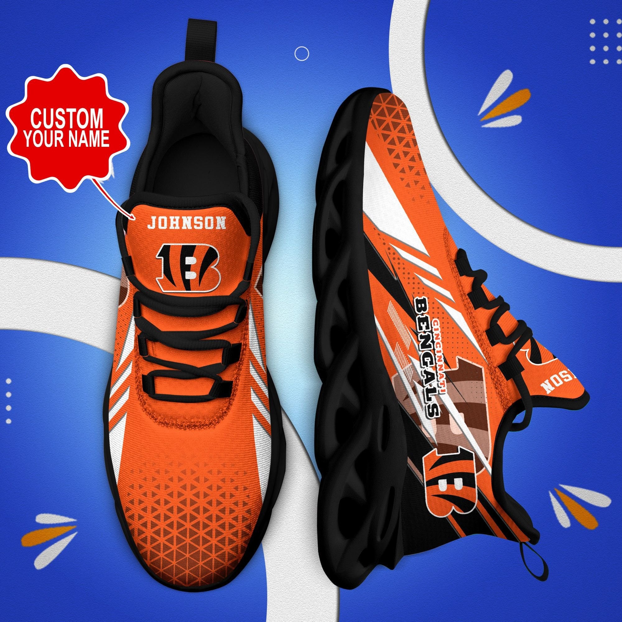 Ideafootwear Cincinnati Bengals NFL Max Soul Shoes Sneakers For Men And Women