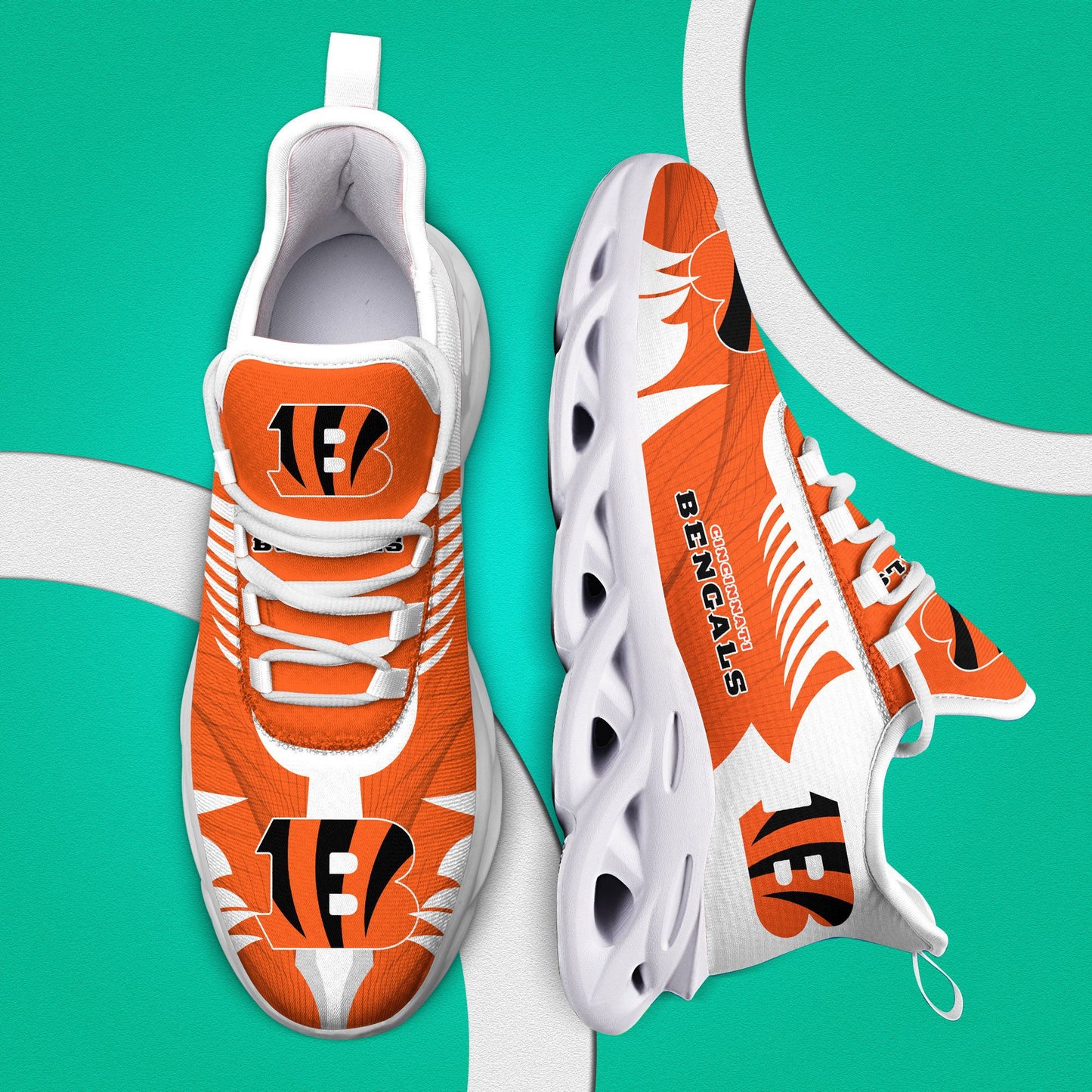 Ideafootwear Cincinnati Bengals NFL Max Soul Shoes Sneakers For Men And Women